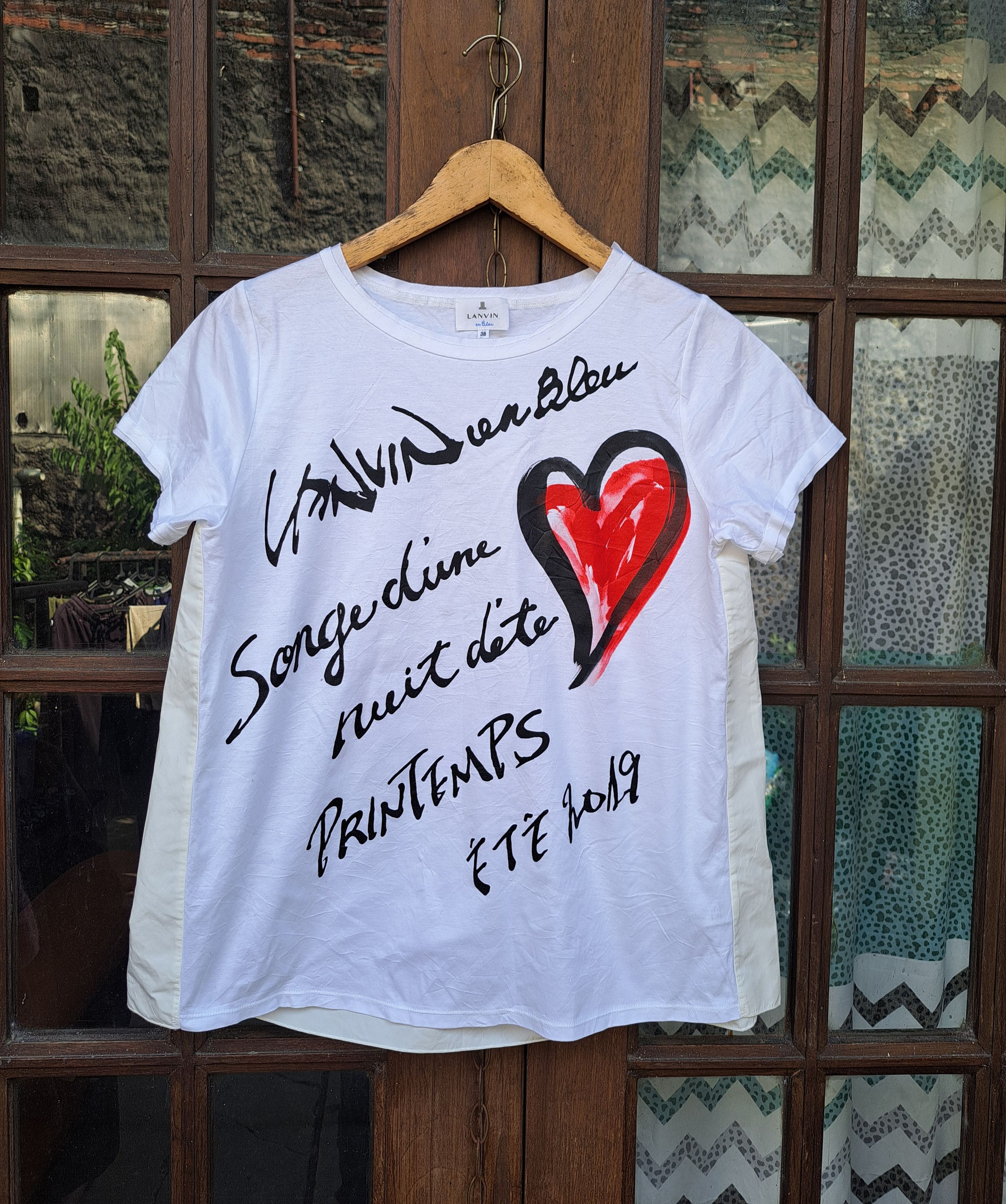 Lanvin LANVIN EN BLEU Women Tshirt Heart Print Sz 38 Size XS / US 0-2 / IT 36-38 - 1 Thumbnail