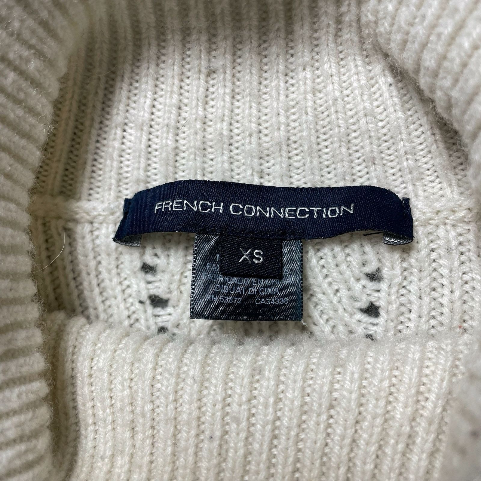 French Connection French Connection Mock Neck Openwork Knit Sweater Cream XS Size XS / US 0-2 / IT 36-38 - 3 Thumbnail