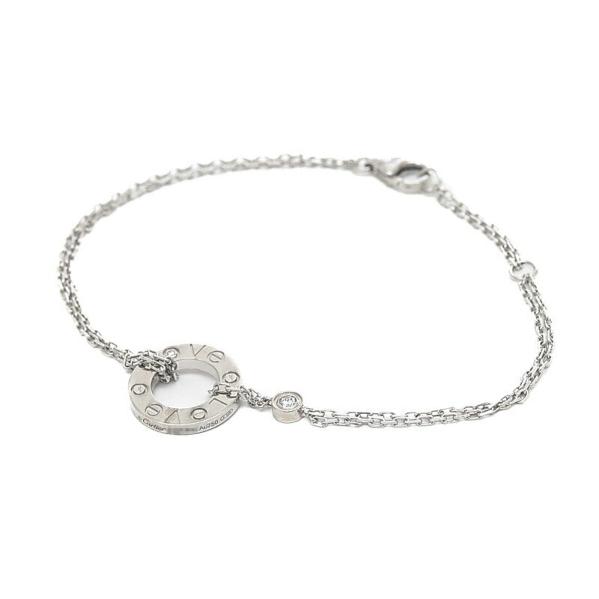 image of Cartier Love Circle Bracelet 2P Diamond K18Wg in Silver, Women's