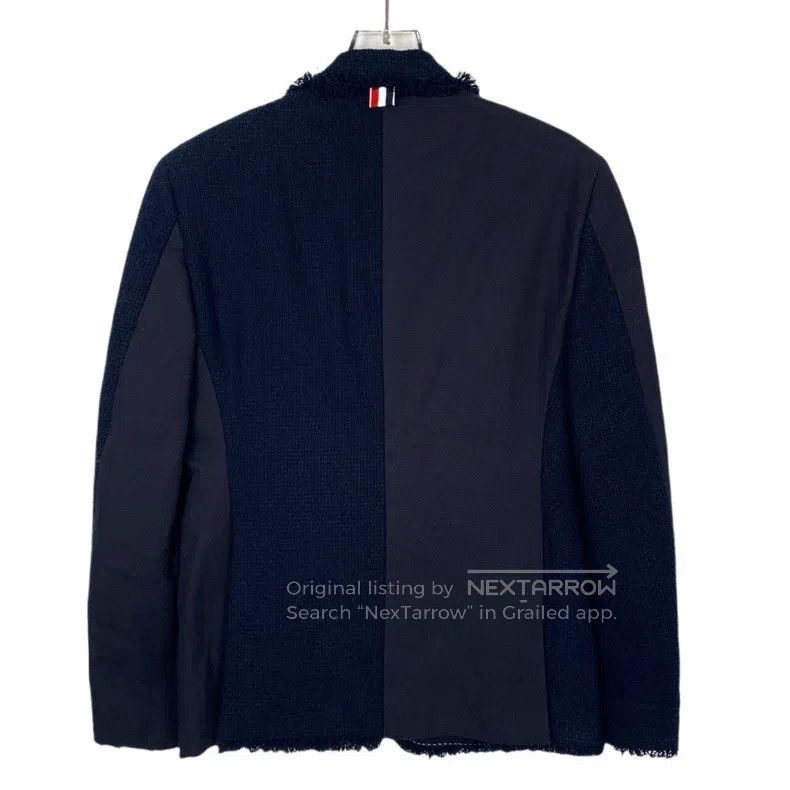 Thom Browne Thom Browne size 0 Knitted, pieced lapel blue cotton jacket Size 40L - 2 Thumbnail