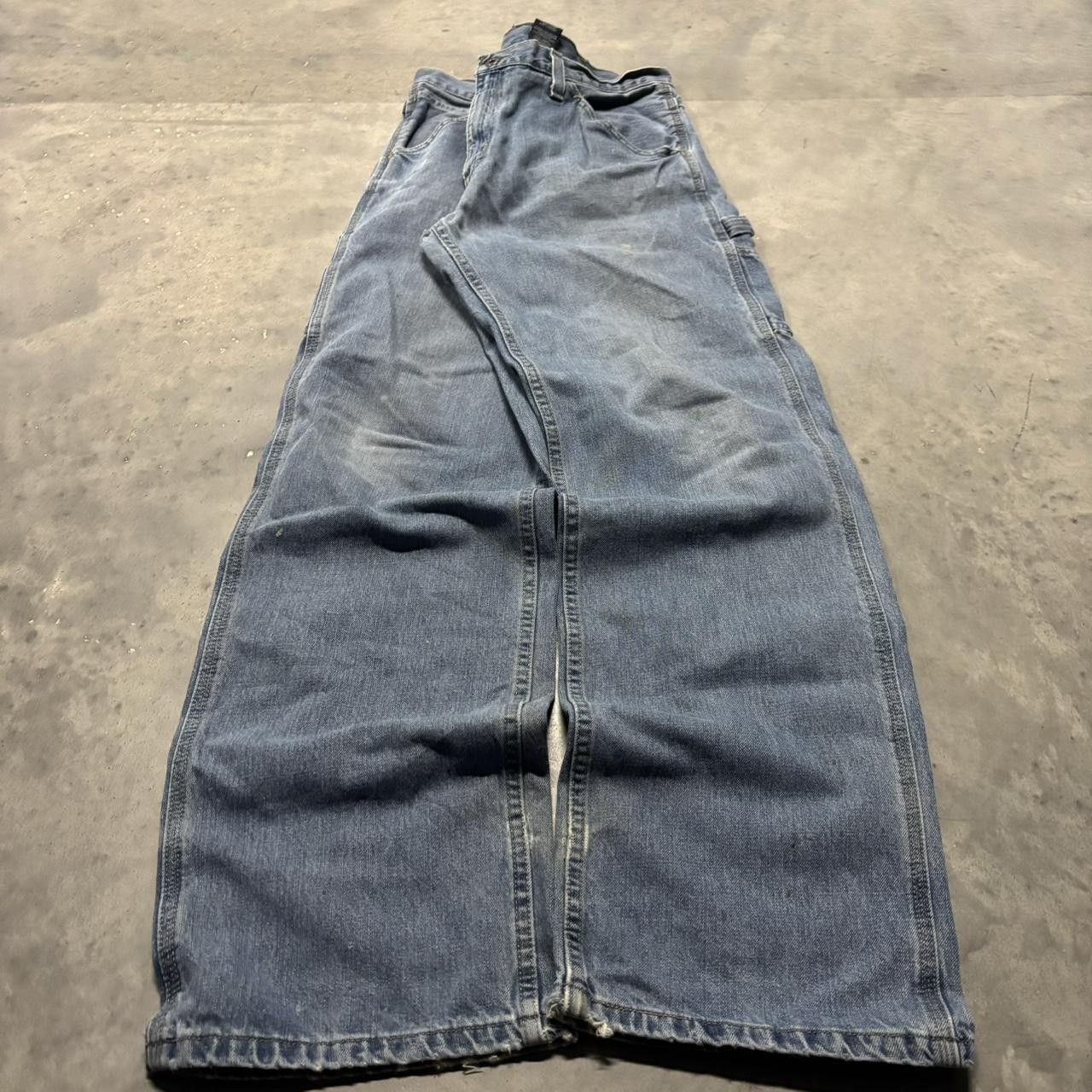 Japanese Brand × Vintage Crazy Vintage Y2K/2000s Baggy Light Wash Carpenter Skater Denim Jeans! Size US 34 / EU 50 - 3 Thumbnail