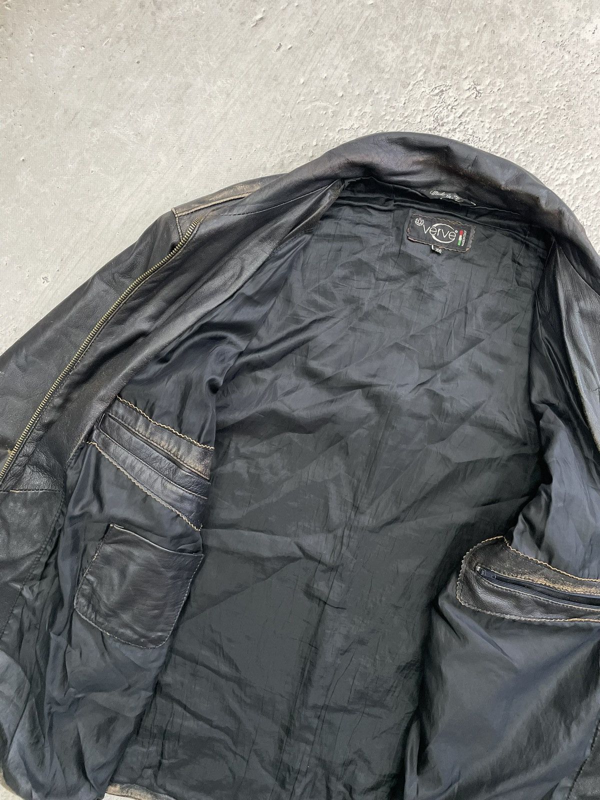 Vera Pelle Hype schott style faded distressed leather jacket 90s Size US XL / EU 56 / 4 - 6 Thumbnail