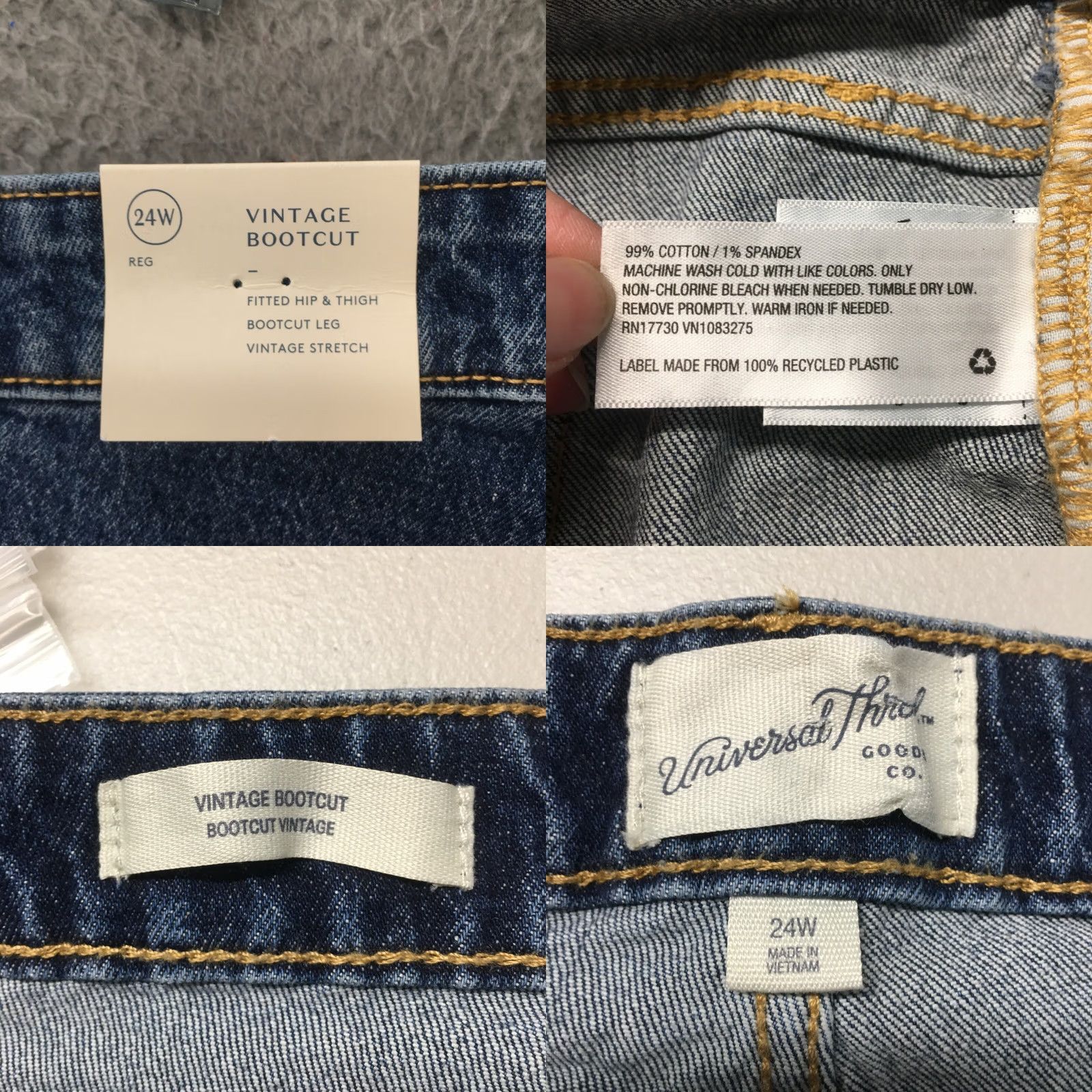 Vintage Universal Thread Jeans Bootcut Womens 24W Blue Denim High Rise Zip NEW Size 42" / US 20 - 9 Thumbnail