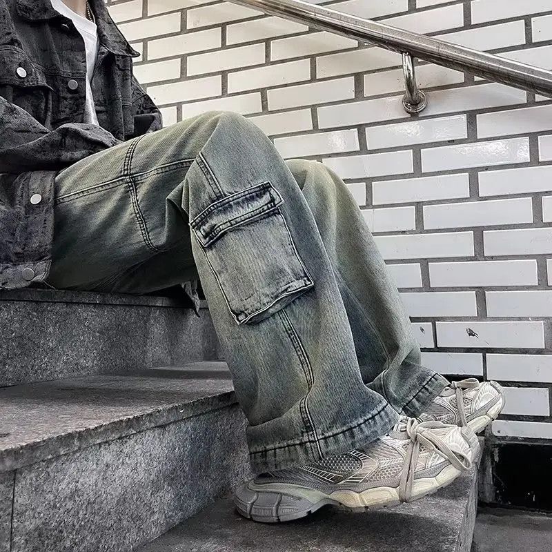 Japanese Brand × Jean Retro loose straight leg wide leg high street jeans Size US 32 / EU 48 - 2 Thumbnail