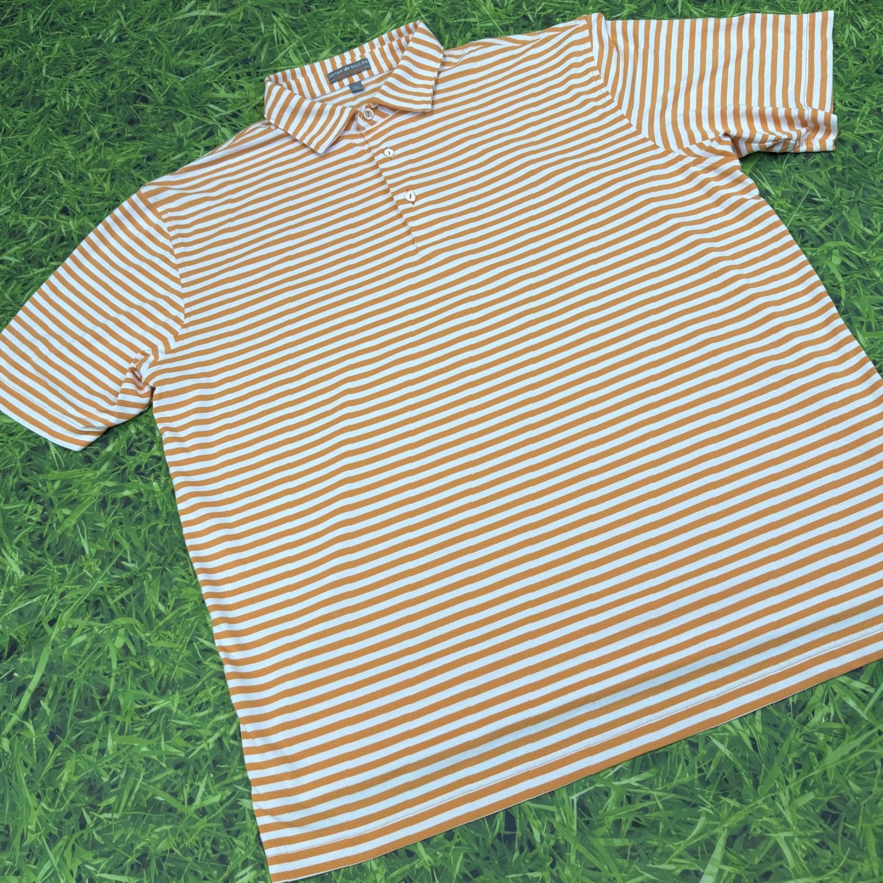 Peter Millar Peter Millar Polo Shirt Mens XL Orange Striped Summer Comfort Golf Performance Short Sleeve Lightweight Moisture Wicking Collared Casual Activewear Size US XL / EU 56 / 4 - 2 Thumbnail