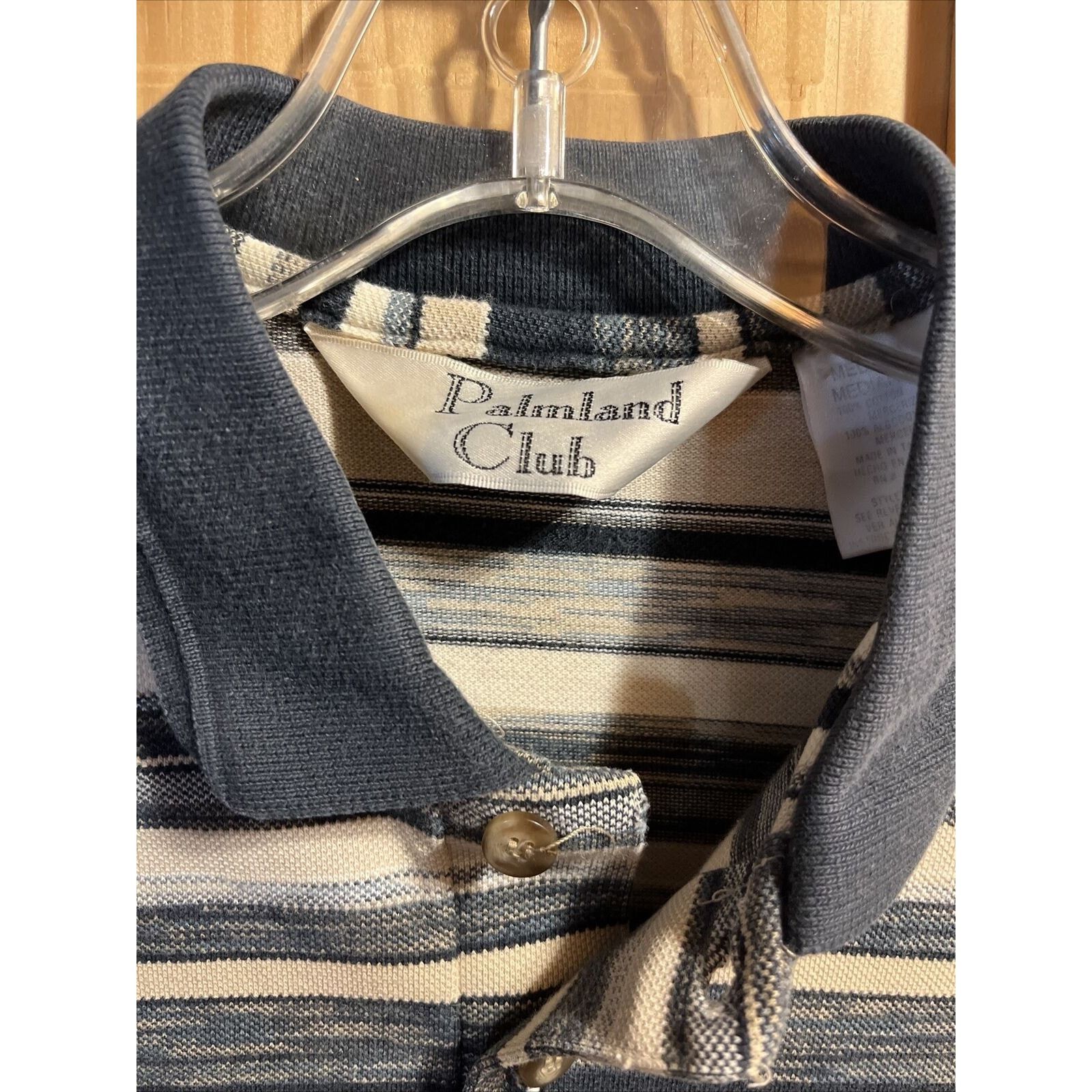 Other Palmland Club VTG Men’s M White Beige Striped SS Cotton Polo Size US M / EU 48-50 / 2 - 3 Thumbnail
