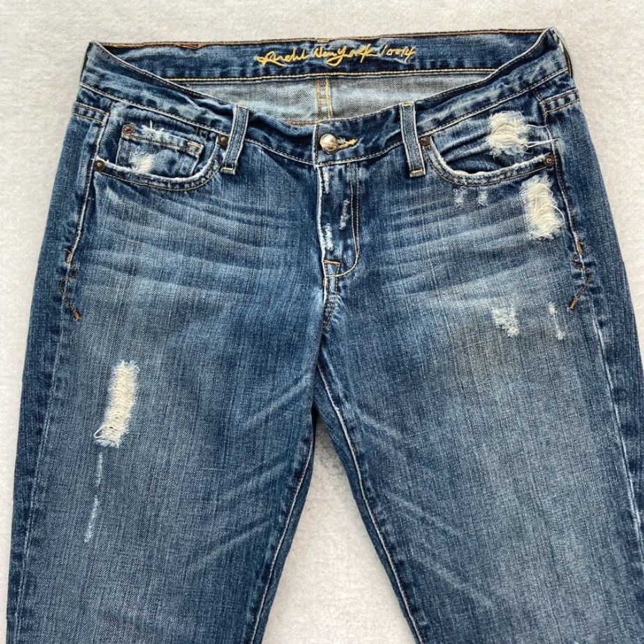Denime RUEHL 925 Jeans Women's 28x33 Bootcut Medium Wash Blue Distressed Denim Pants Size 28" / US 6 / IT 42 - 2 Thumbnail