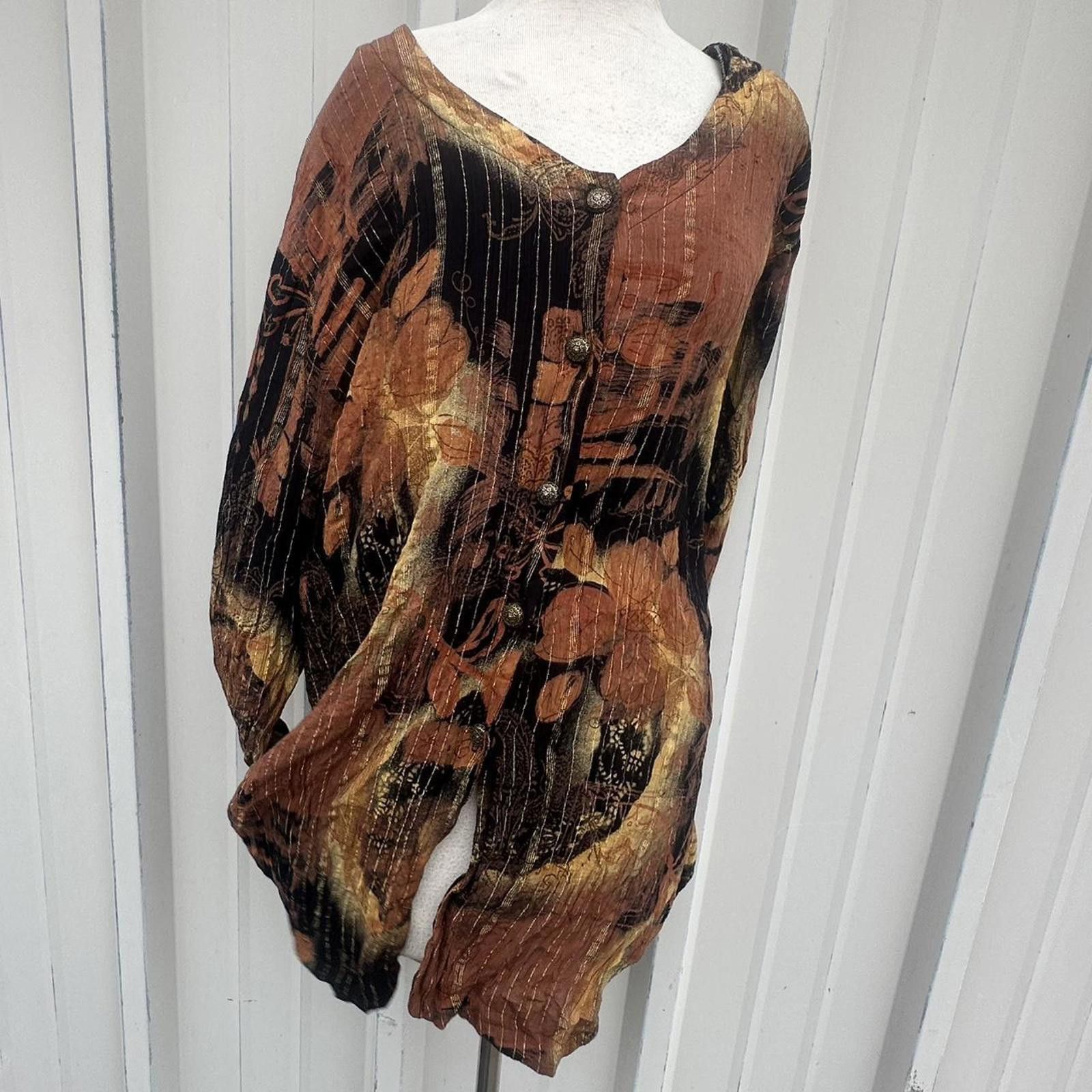 Other Brown and tan vintage 90s button-up shirt #grunge Size XL / US 12-14 / IT 48-50 - 4 Thumbnail