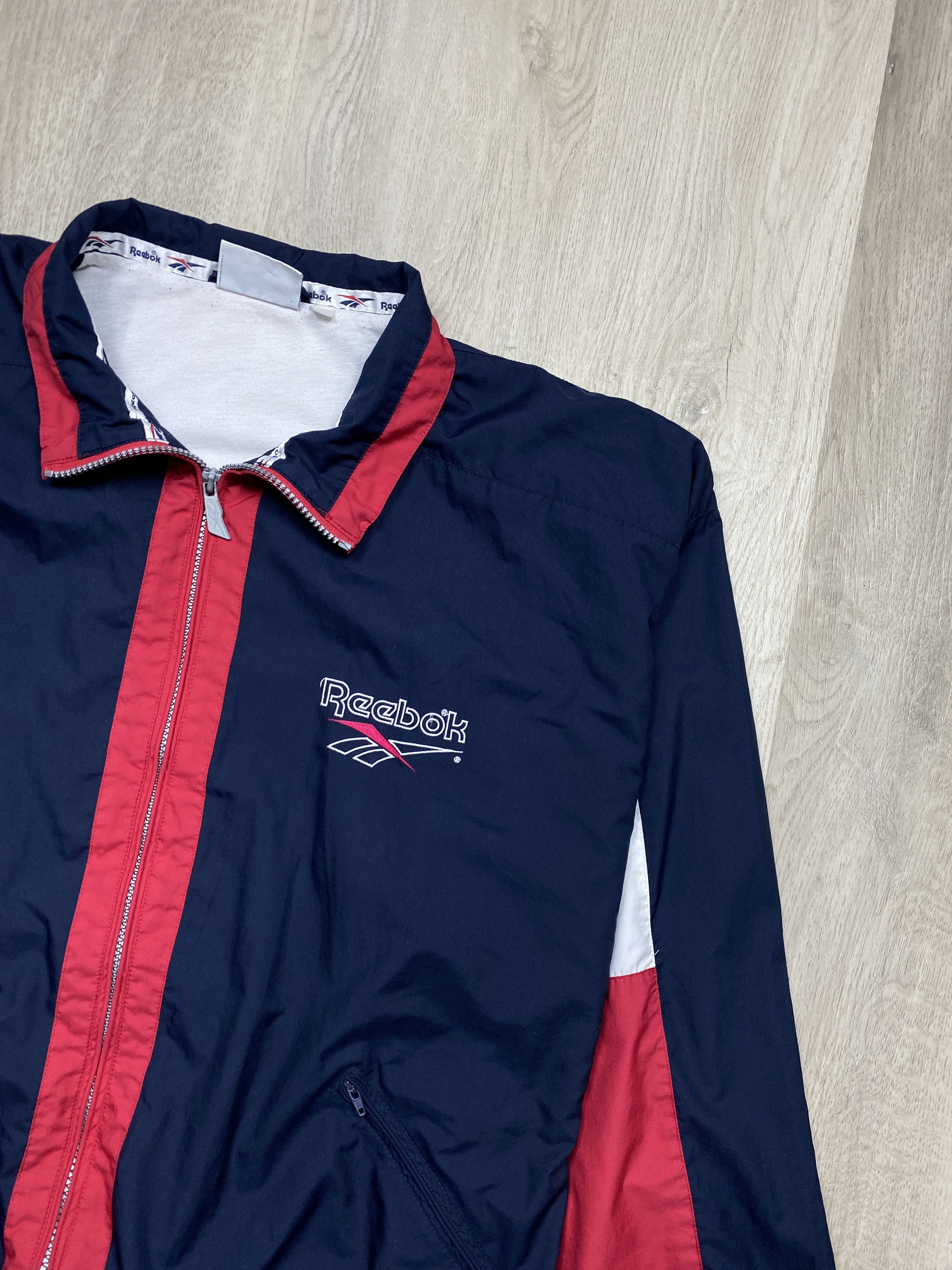 Reebok Reebok Vintage Mens Nylon Track Suit Jacket + Pants Drill Size US 34 / EU 50 - 3 Thumbnail