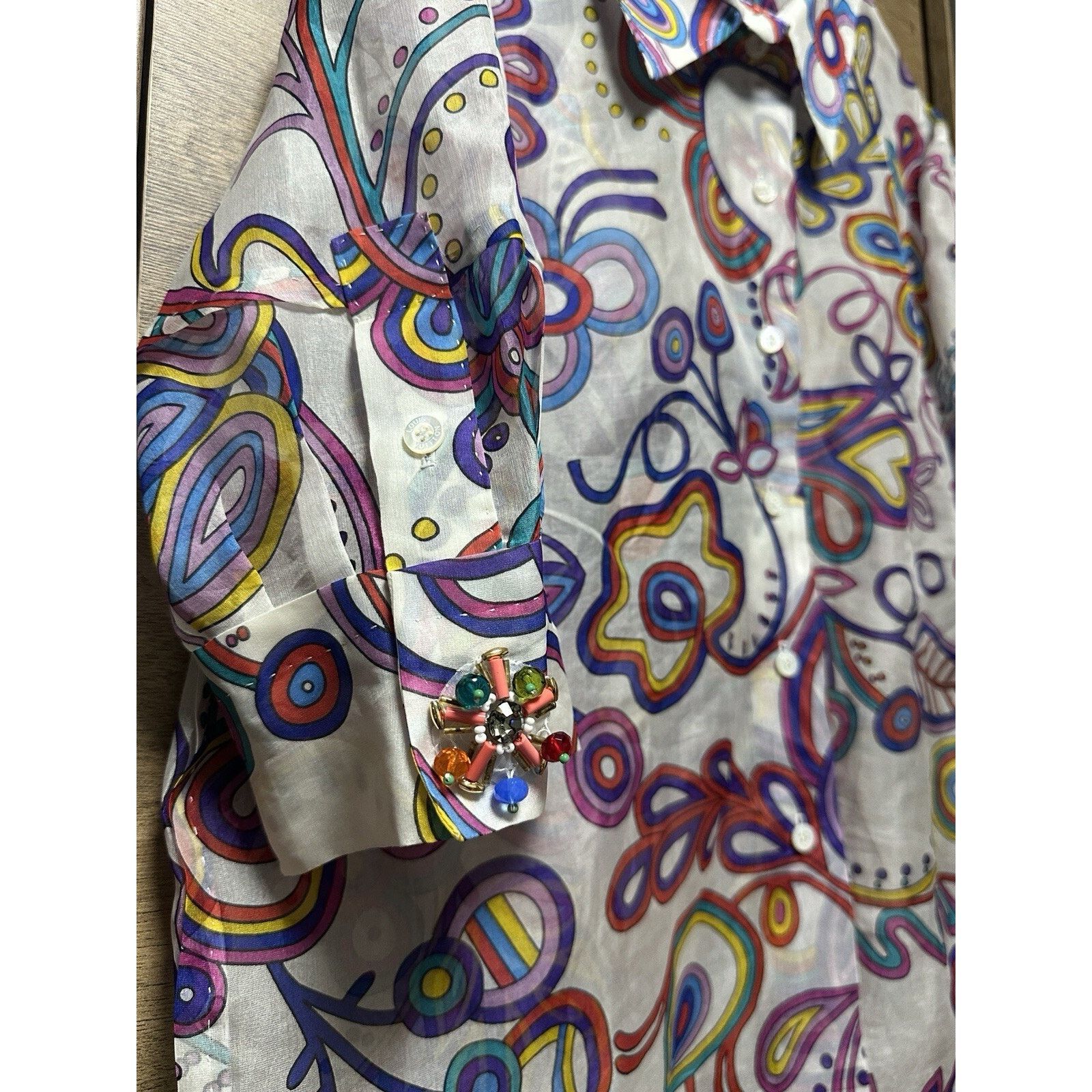 Louis Vuitton Louis Vuitton Abstract Floral Women’s Silk Shirt Brooches Size M / US 6-8 / IT 42-44 - 5 Thumbnail