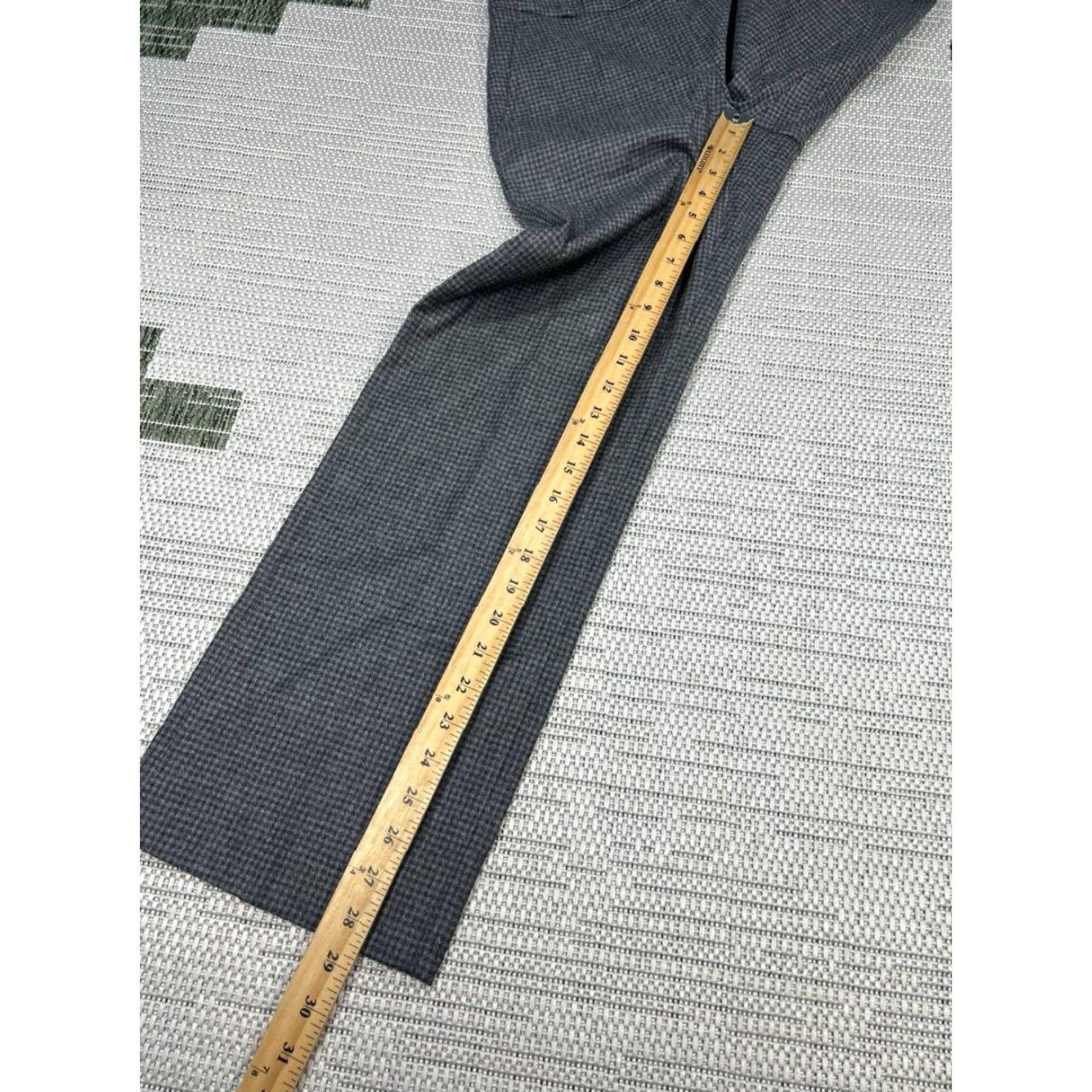 Vintage GUNEX Pants Women's 2 Gray Wool Stretch Micro Check Mid Rise Wide-Leg Casual Dress Pants Size 26" / US 2 / IT 38 - 4 Thumbnail