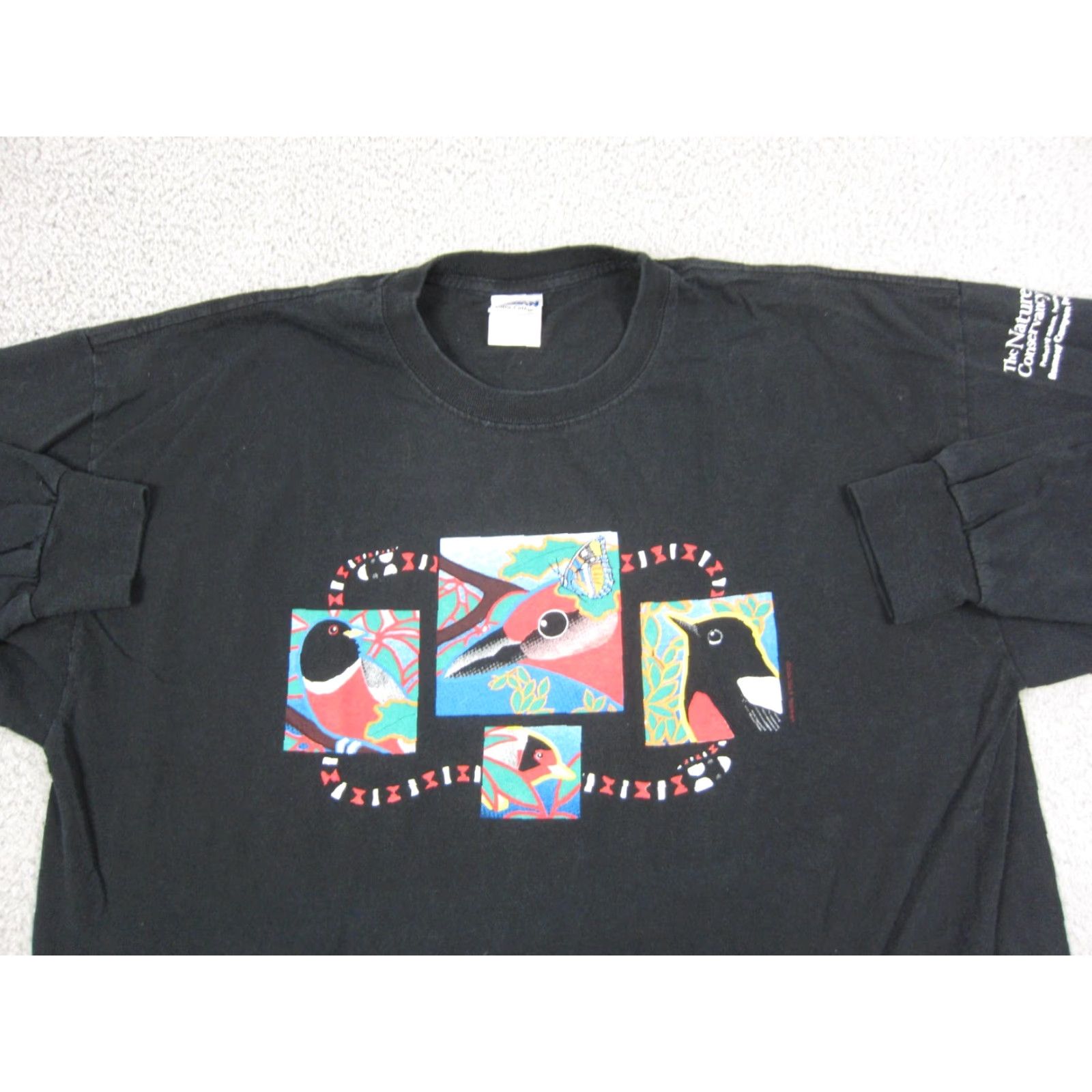 Gildan VINTAGE Birds Shirt Mens XL Black Gildan Ultra Cotton Nature Conservancy T-Shirt 90s Swinging Rock Conservatory Size US XL / EU 56 / 4 - 2 Thumbnail