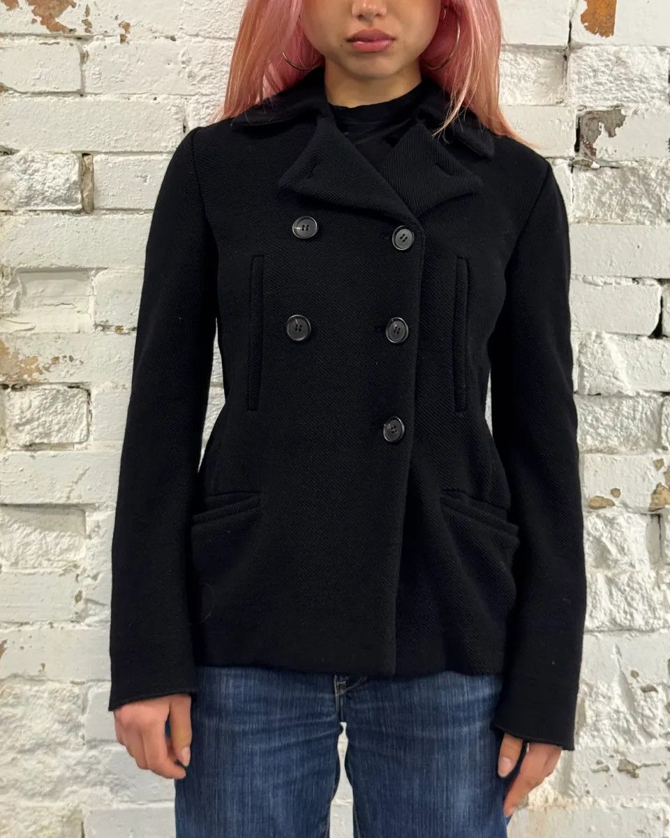 Miu Miu AW2008 Miu Miu Black Wool Double-Breasted Coat Size S / US 4 / IT 40 - 2 Thumbnail