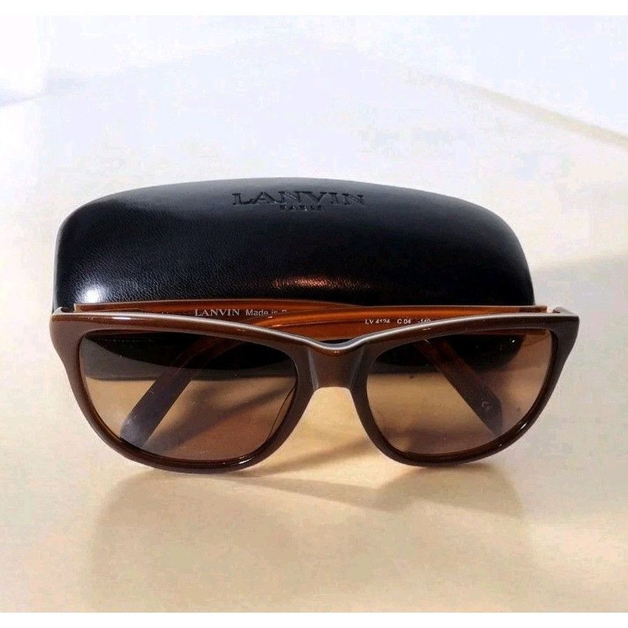 Lanvin Pinstripe Coffee Brown Women's Sunglasses Clamshell C