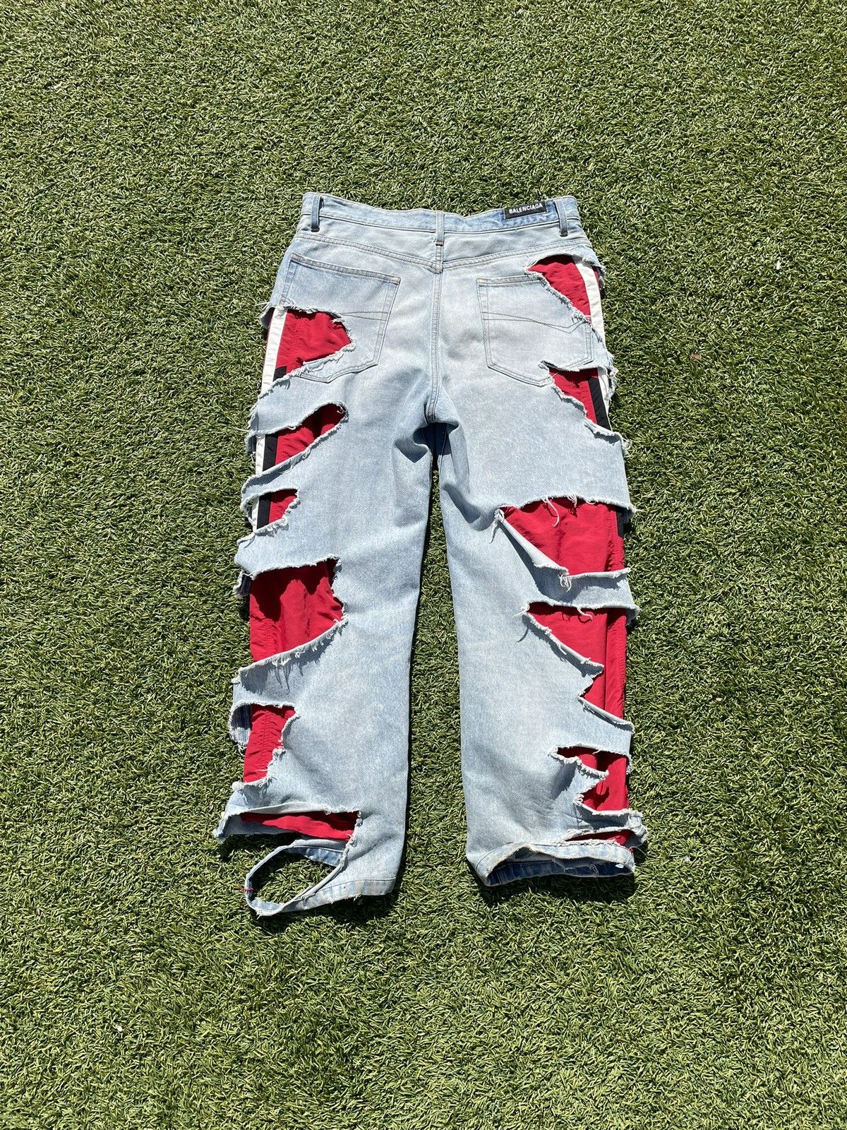 Balenciaga AW21 “Afterworld” - Balenciaga Slashed Sporty B Track Denim Size US 32 / EU 48 - 5 Thumbnail
