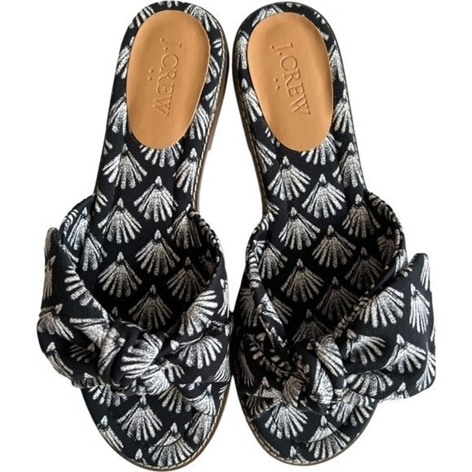 J.Crew J.Crew Black Ivory Printed Knot Slide Sandals, US8 Size US 8 / IT 38 - 2 Thumbnail