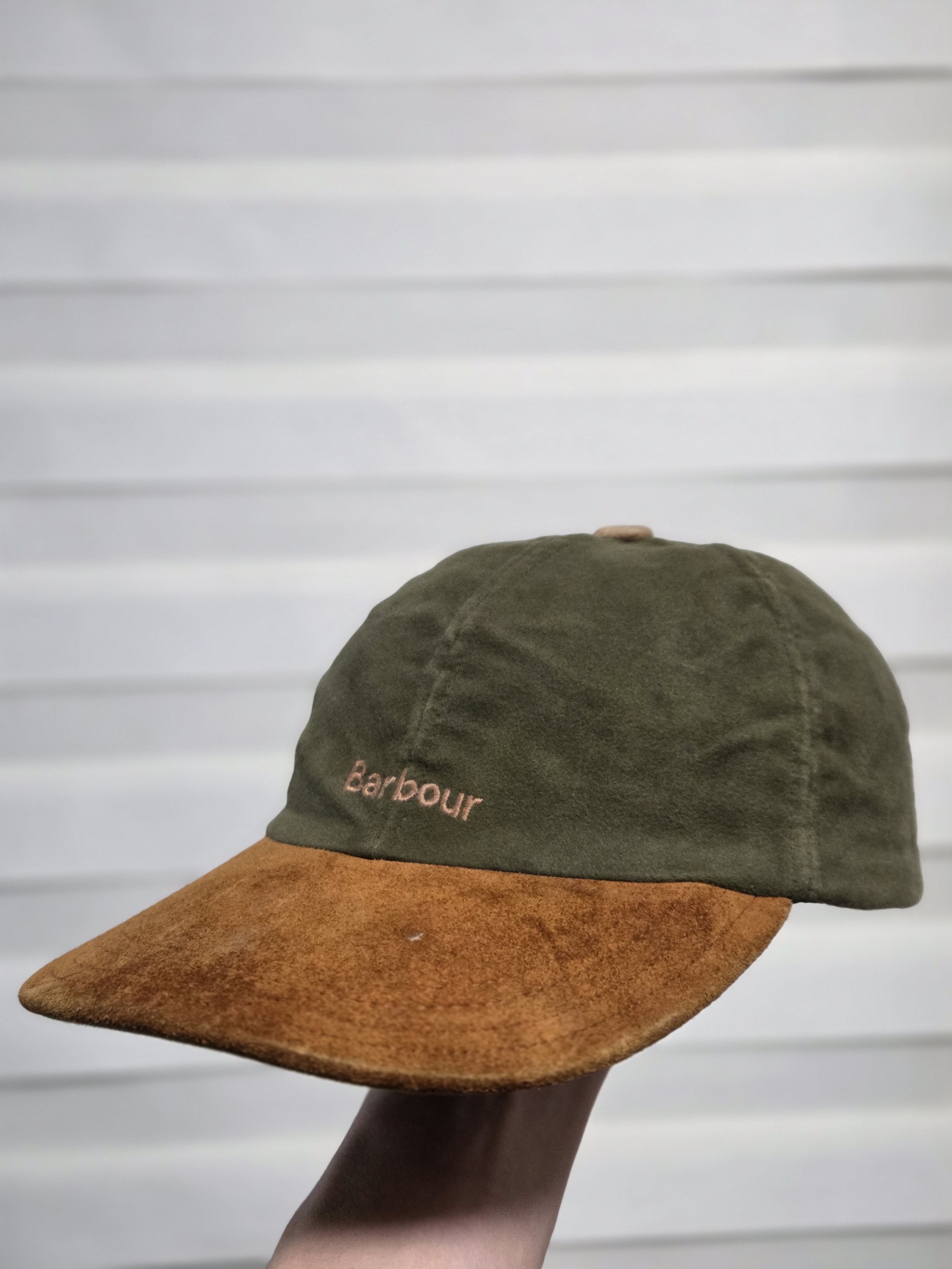 Barbour Vintage MADE IN SCOTLAND barbour Waxed Cotton Suede bill cap Size ONE SIZE - 3 Thumbnail
