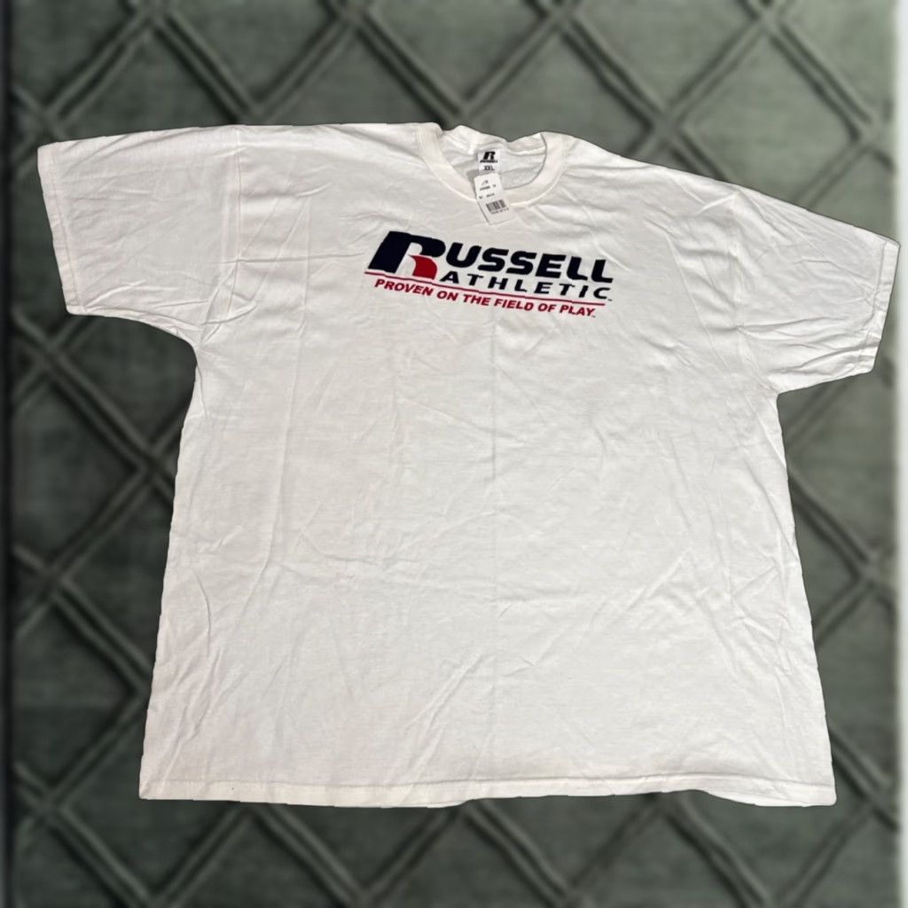 Russell Athletic VINTAGE Russell Athletic T-Shirt Men 2XL White NOS New With Tags Advertising Y2K Shirt Size US XXL / EU 58 / 5 - 1 Thumbnail