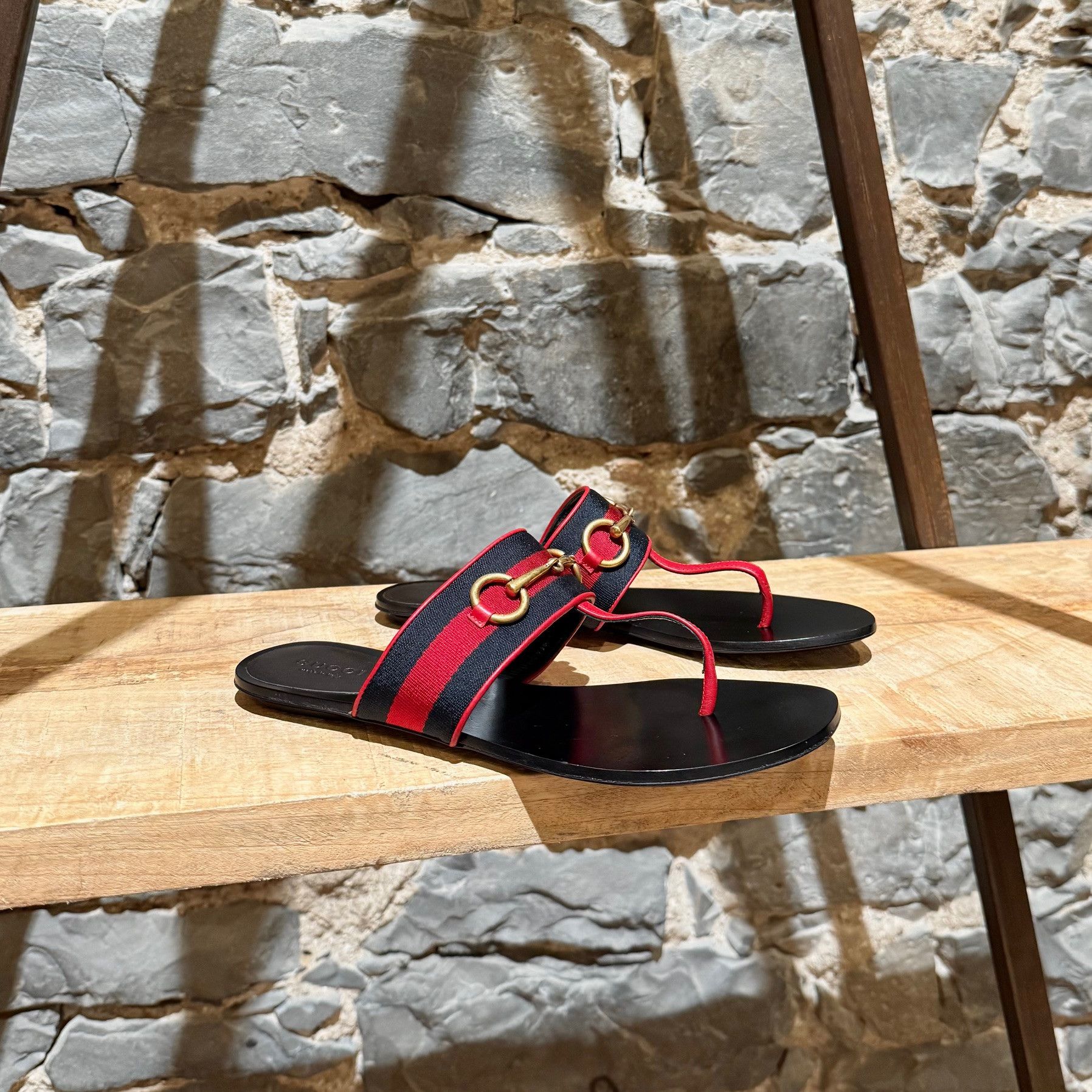 Gucci Gucci Blue Red Web Horsebit Querelle Thong Sandals Size US 6 / IT 36 - 1 Thumbnail