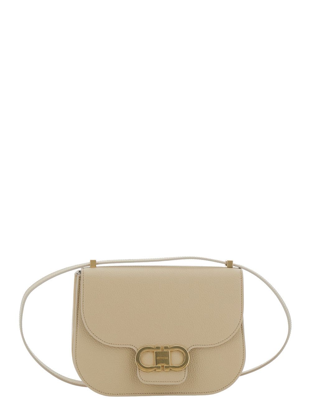 Salvatore Ferragamo Beige Crossbody bag with Gancini Metallic Detail on Front in Grained Leather for Women Size ONE SIZE - 1 Thumbnail