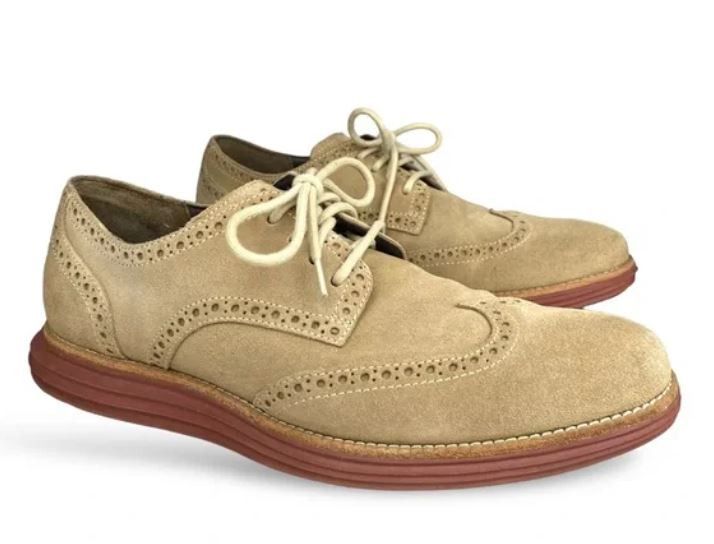 Cole Haan Lunargrand Wingtip Oxford Milkshake Tan Suede