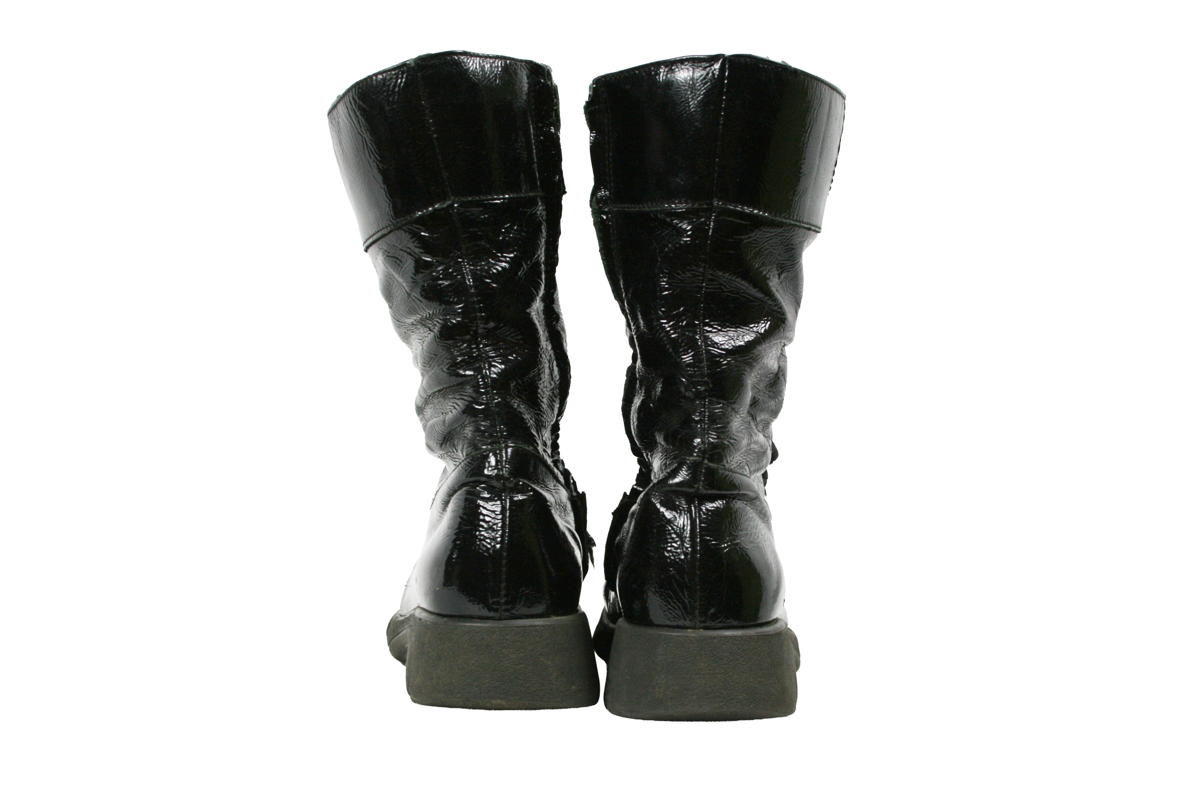 Japanese Brand 00S Bumper Y2K Patent Leather Mid Moto Boots Vintage Size US 6 / IT 36 - 12 Thumbnail