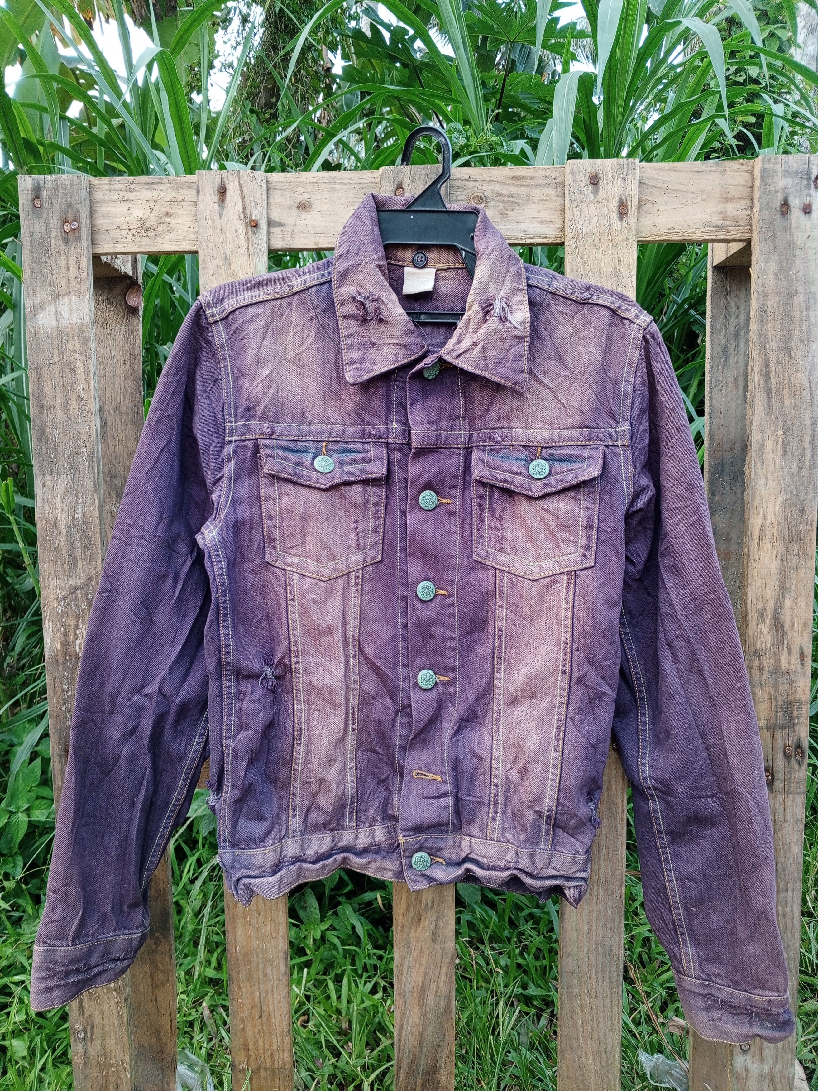 Japanese Brand DENIM JACKET FADED PURPLE COLOR Size US L / EU 52-54 / 3 - 1 Thumbnail