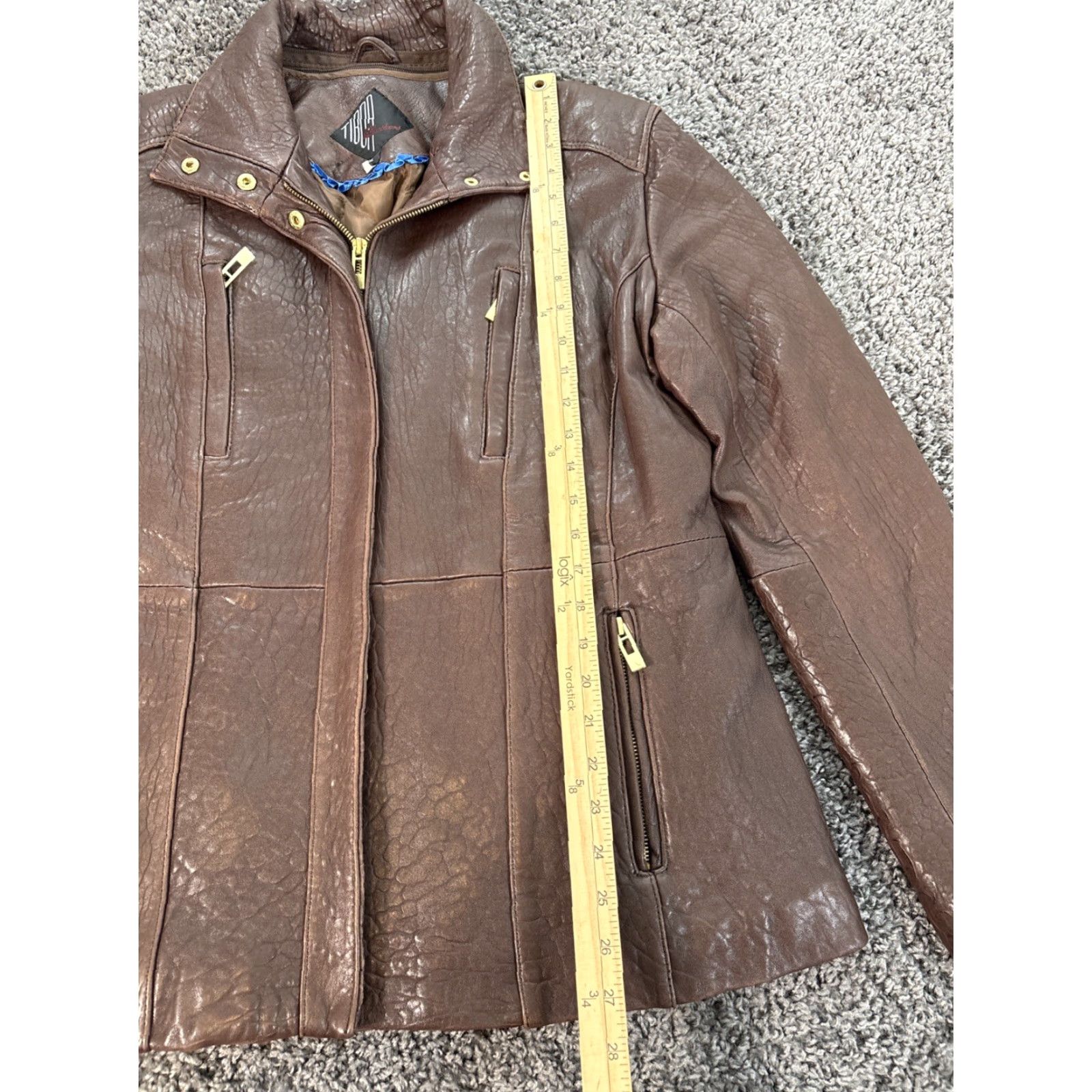 Vintage VINTAGE Tibor Leather Jacket Womens XL Brown Full Zip Zippers Pebbled 90s Womens Size XL / US 12-14 / IT 48-50 - 2 Thumbnail