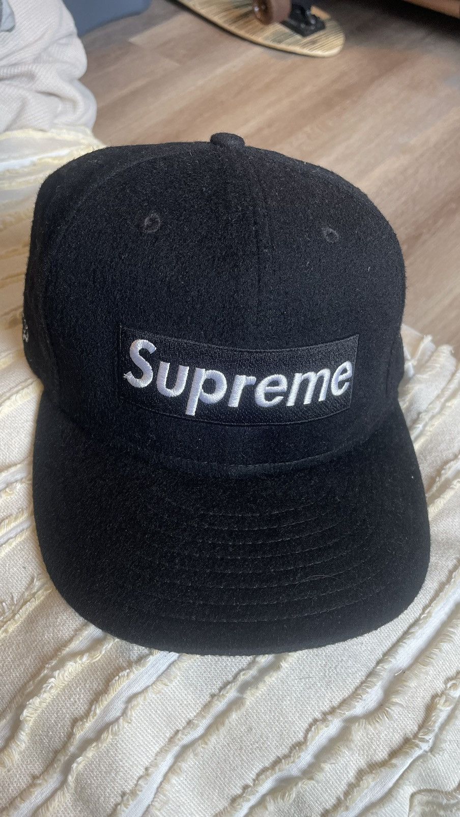 image of Supreme X Loro Piana New Era Hat 7 1/4 World Famous in Black, Men's