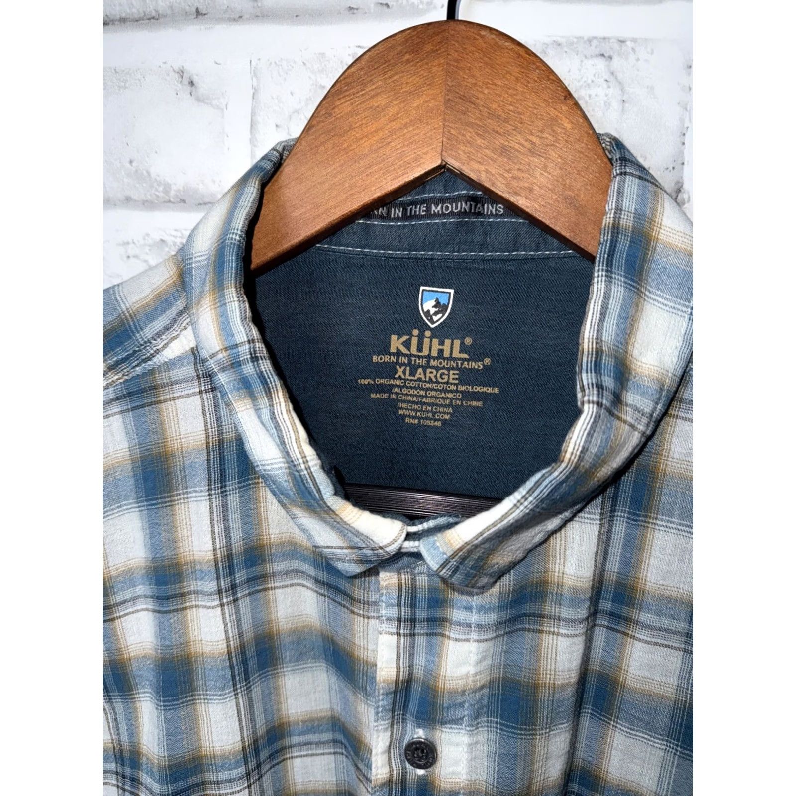 Vintage Kuhl Hiking Shirt Mens XL Organic Cotton Blue Green Plaid Short Sleeve Button-Up Size US XL / EU 56 / 4 - 2 Thumbnail