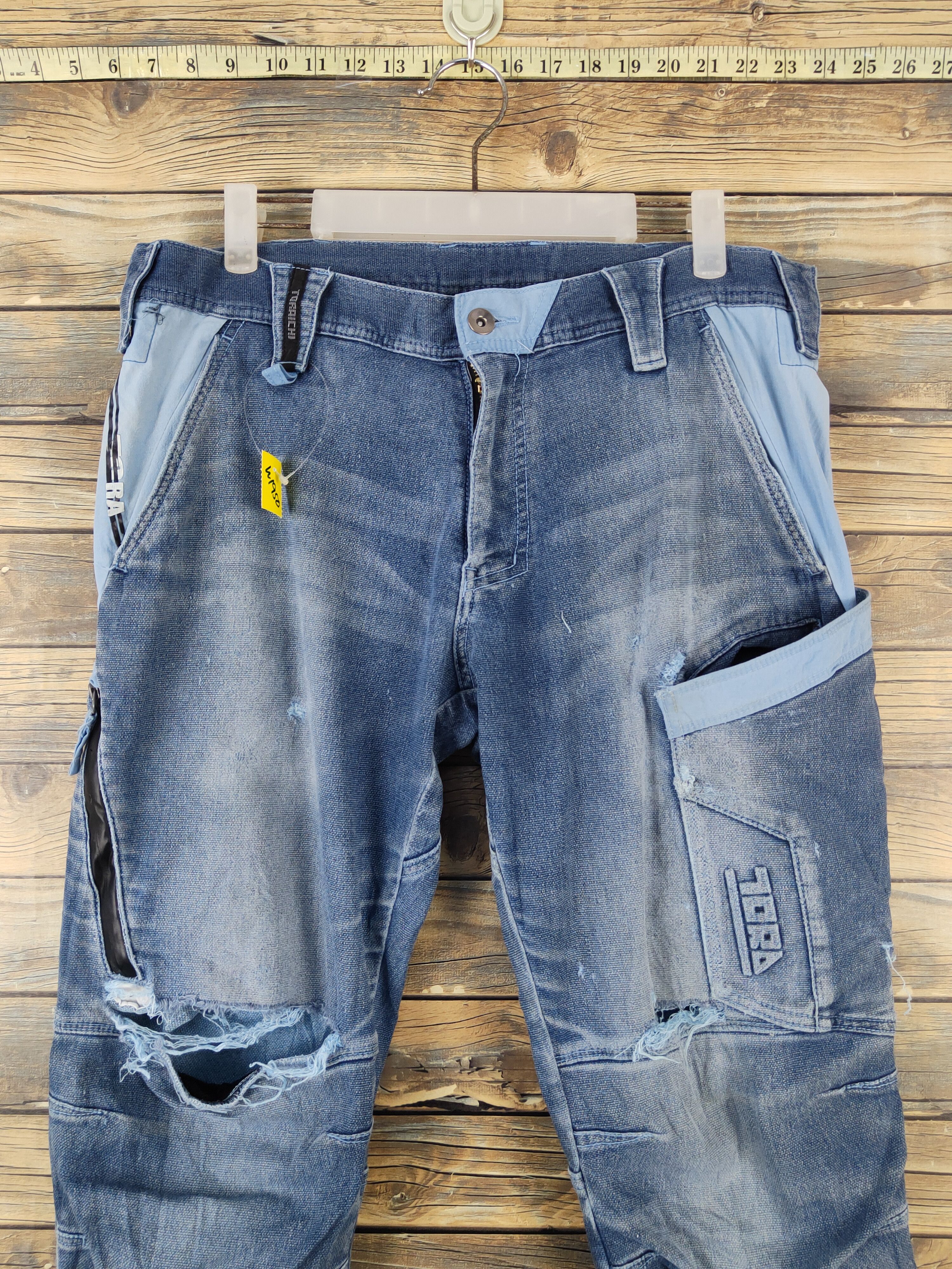 Japanese Brand Toraichi Blue Distressed Ripped Jogger Jeans #W1950 Size US 34 / EU 50 - 2 Thumbnail