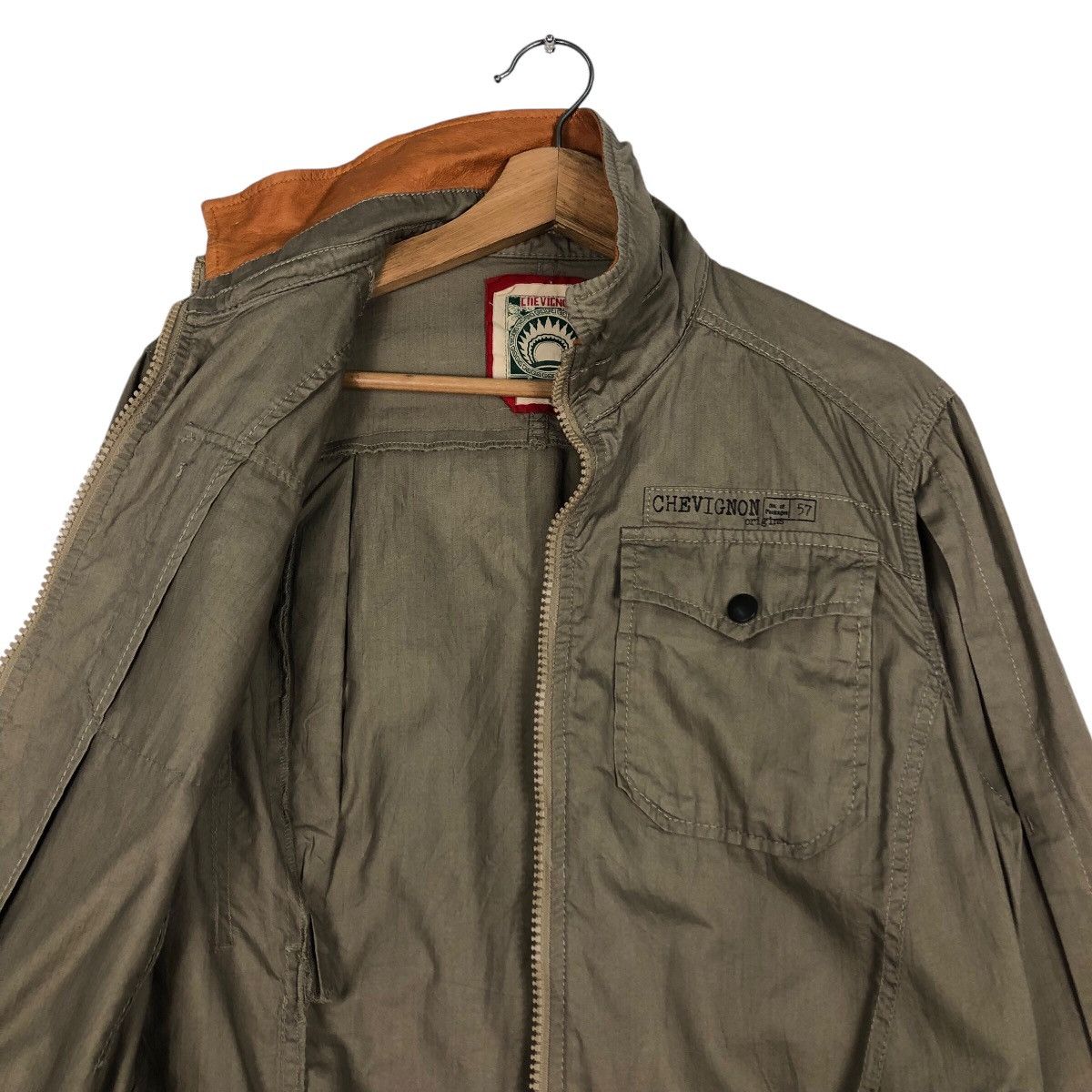 Chevignon 📌Vintage Biker Jacket Chevignon Leather Collar Rare Design Size US M / EU 48-50 / 2 - 13 Thumbnail