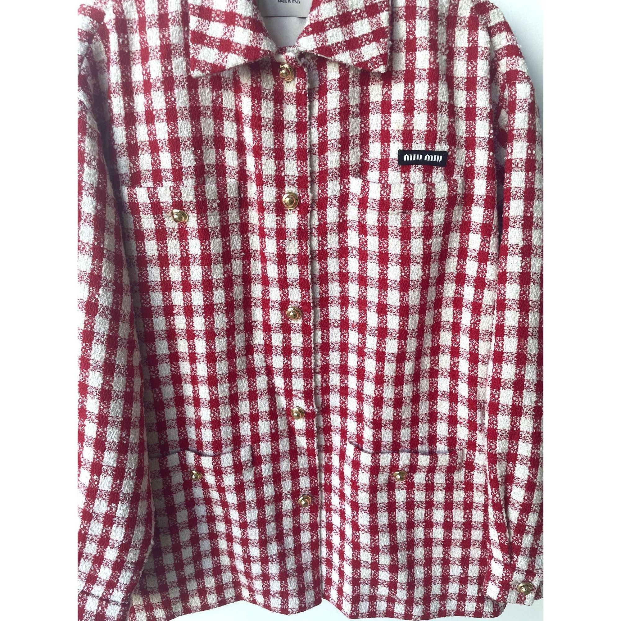 Miu Miu Miu Miu Red & White Checkered Button-Up Jacket With Pockets Size S / US 4 / IT 40 - 6 Thumbnail