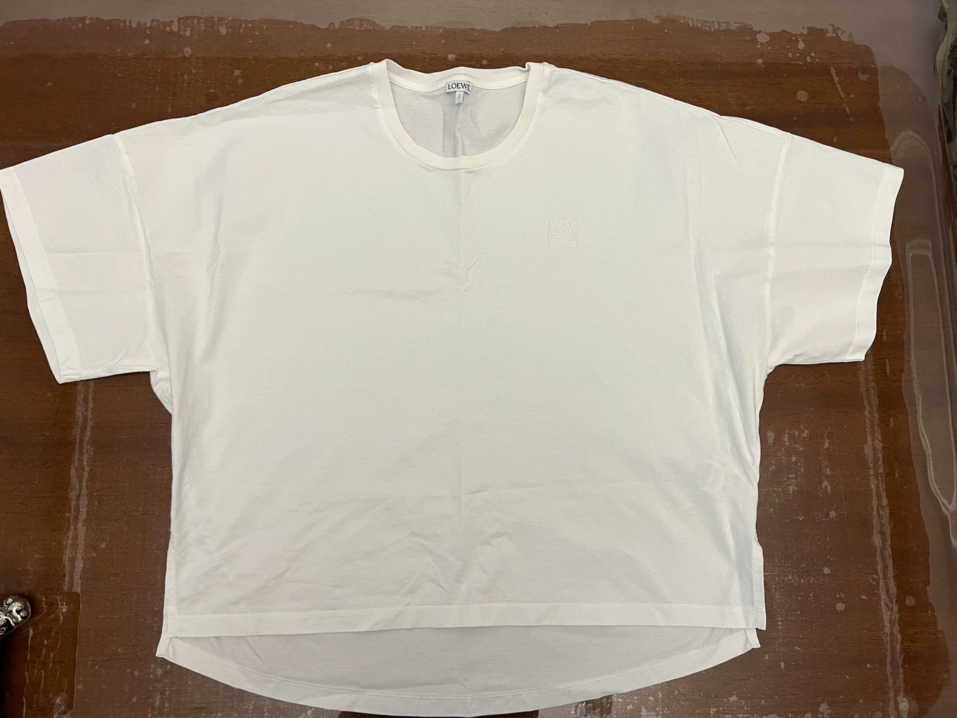 Loewe LOEWE Dropped Shoulder Embroidered Logo White Tee S Size S / US 4 / IT 40 - 1 Thumbnail