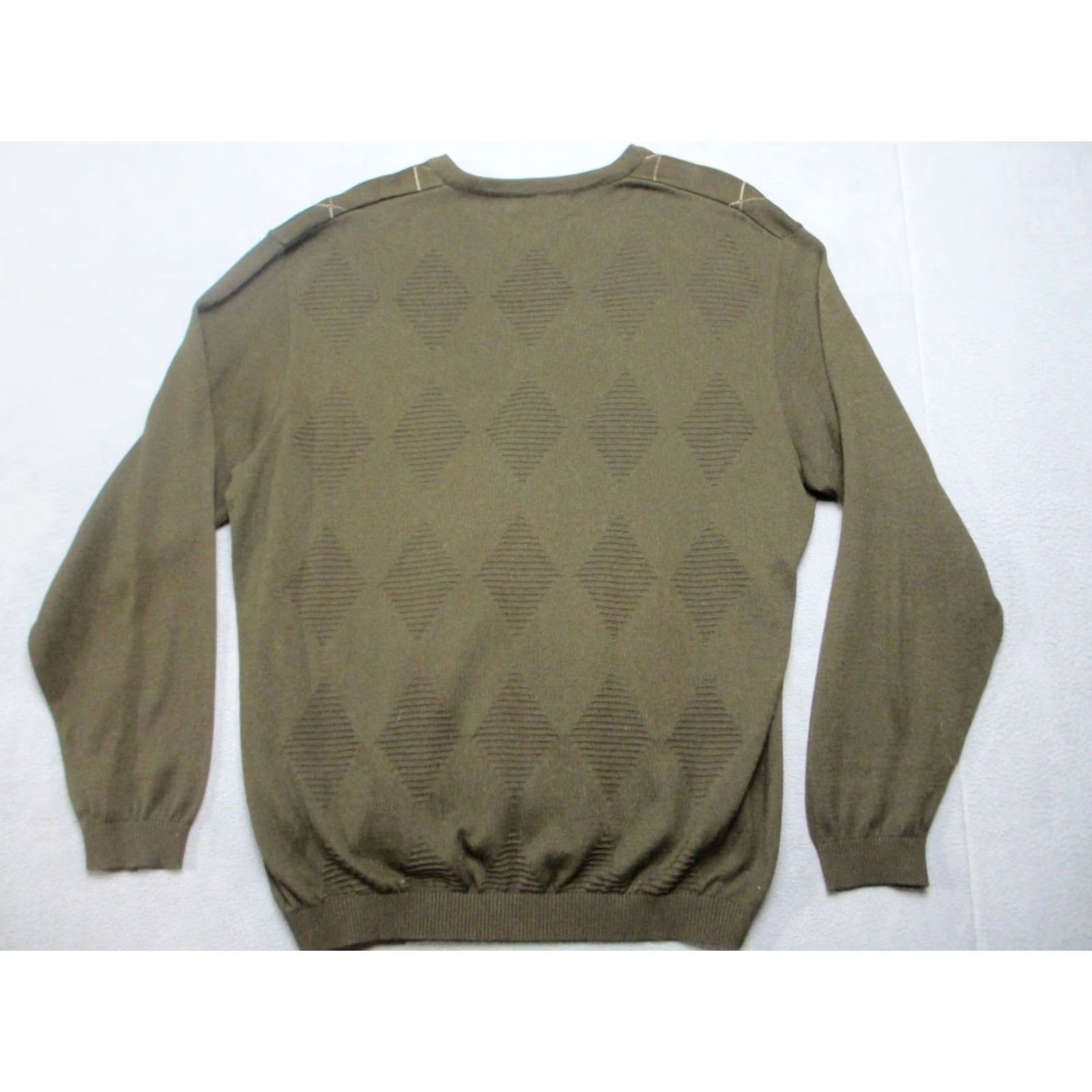 Vintage St. Croix Knits Malouf's Sweater Mens Large Green Argyle Diamond V-Neck Pullover Short Sleeve? Size US L / EU 52-54 / 3 - 5 Thumbnail