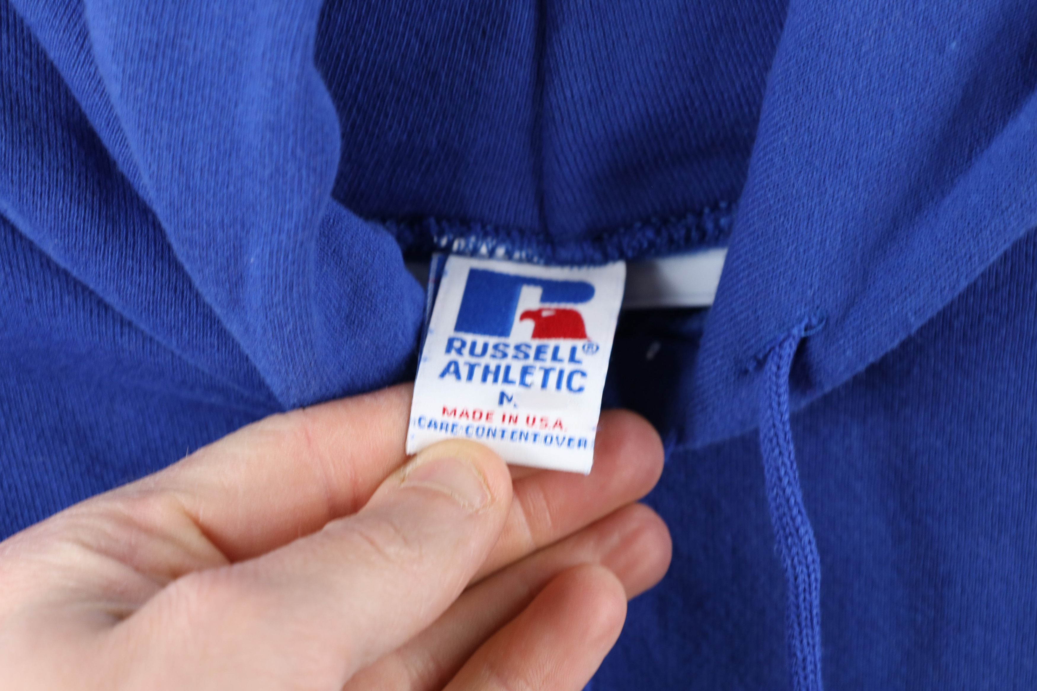 Russell Athletic Vintage 90s Russell Athletic Blank Hoodie Sweatshirt Blue Size US M / EU 48-50 / 2 - 7 Thumbnail