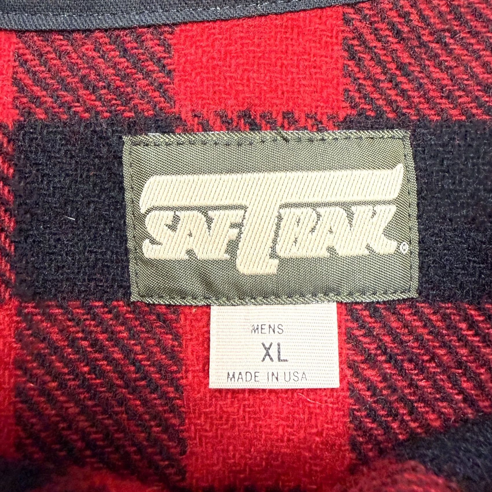 SafTbak SafTbak Vintage Check Wool Flannel Button-Up Shirt - Mens XL Red Black Size US XL / EU 56 / 4 - 6 Thumbnail