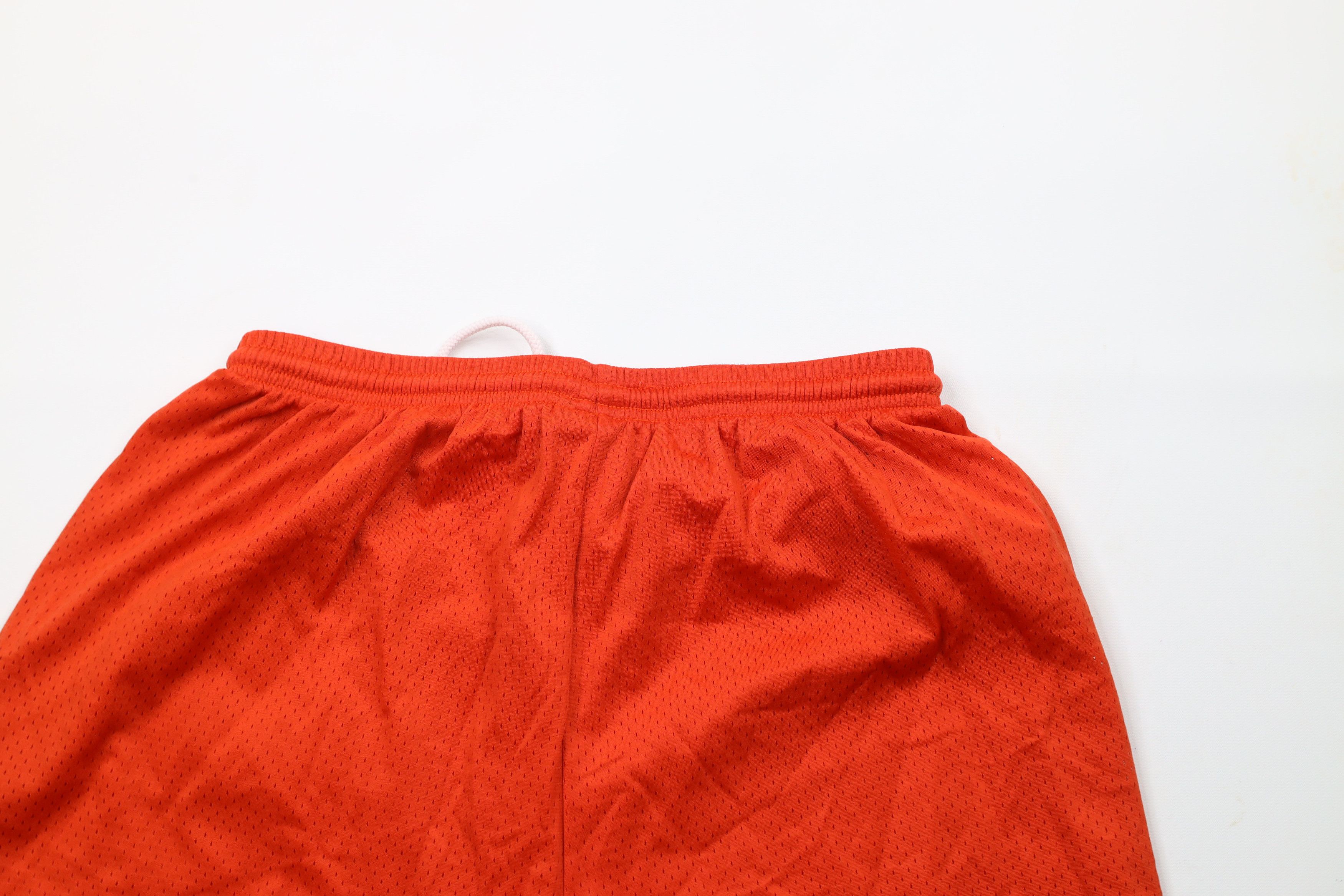 Nike × Vintage Vintage 90s Nike Mini Swoosh Above Knee Mesh Shorts Orange Size US 32 / EU 48 - 9 Thumbnail