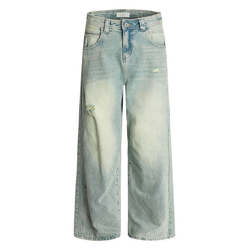 Vintage Men's light blue distressed loose straight leg jeans Size US 32 / EU 48 - 1 Thumbnail