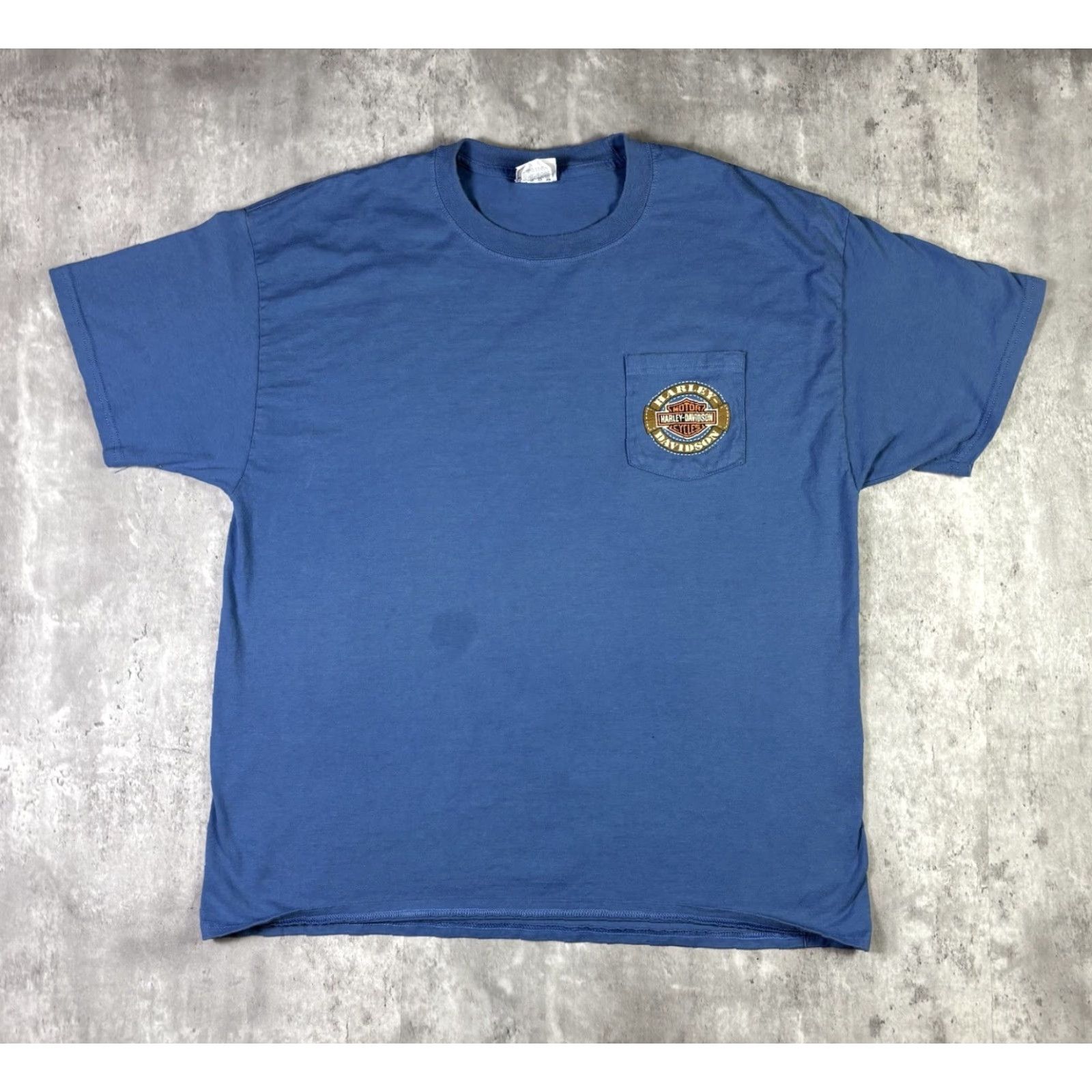 Harley Davidson VINTAGE Harley-Davidson T Shirt Pocket Double Sided Biker XL Blue 90s Y2K Mens Shirt Size US XL / EU 56 / 4 - 2 Thumbnail