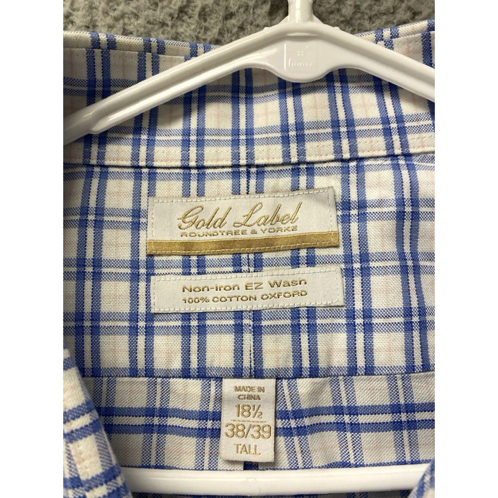 Roundtree & Yorke VINTAGE Roundtree & Yorke Gold Label Dress Shirt Men 18.5 Big & Tall Blue White Check Button-Up Long Sleeve Office Business Casual Size US XXL / EU 58 / 5 - 5 Thumbnail