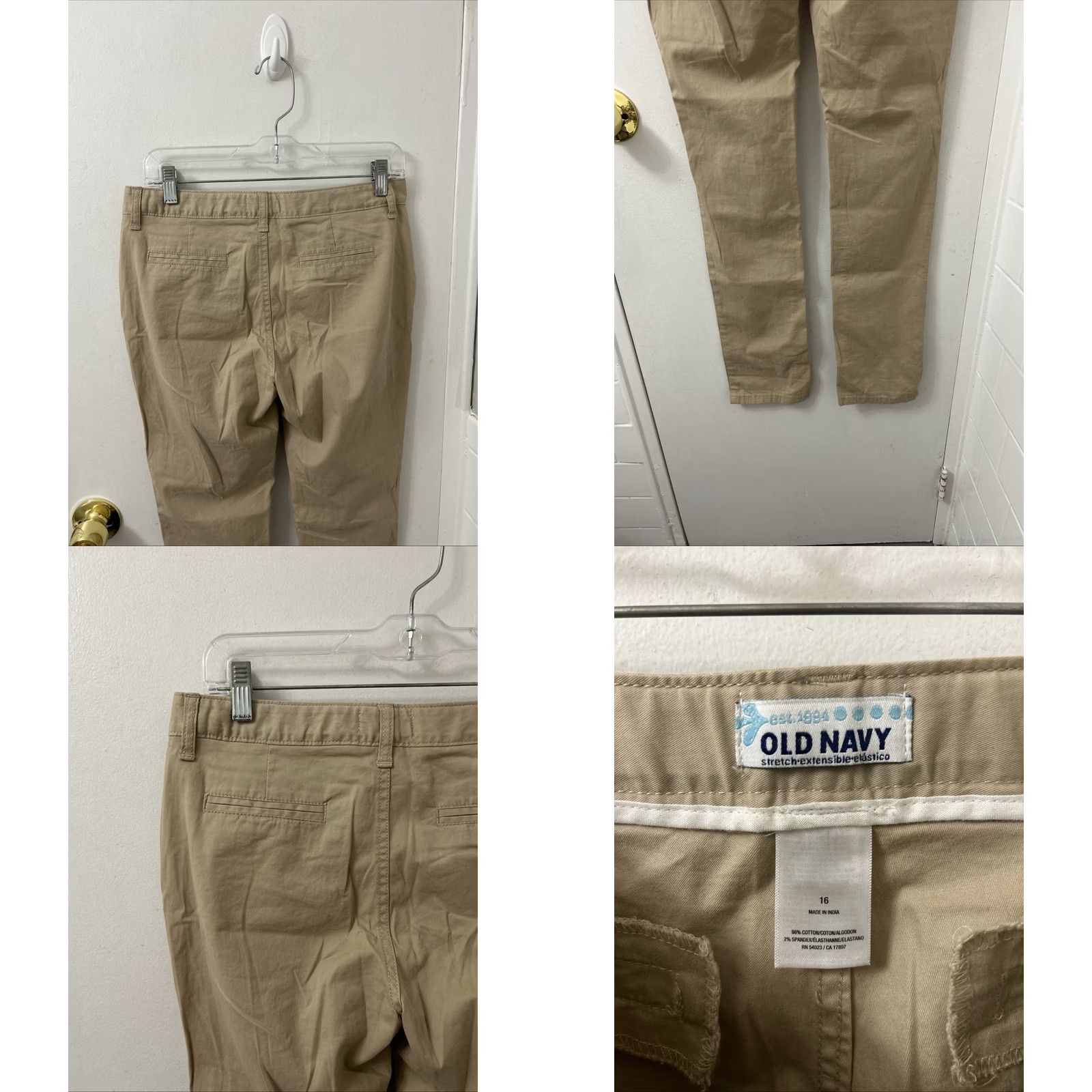 Old Navy Old Navy Pants Womens 16 Beige Skinny Khaki 30x31 Tan Chino Stretch Trousers NWT Size 38" / US 16 / IT 52 - 8 Thumbnail