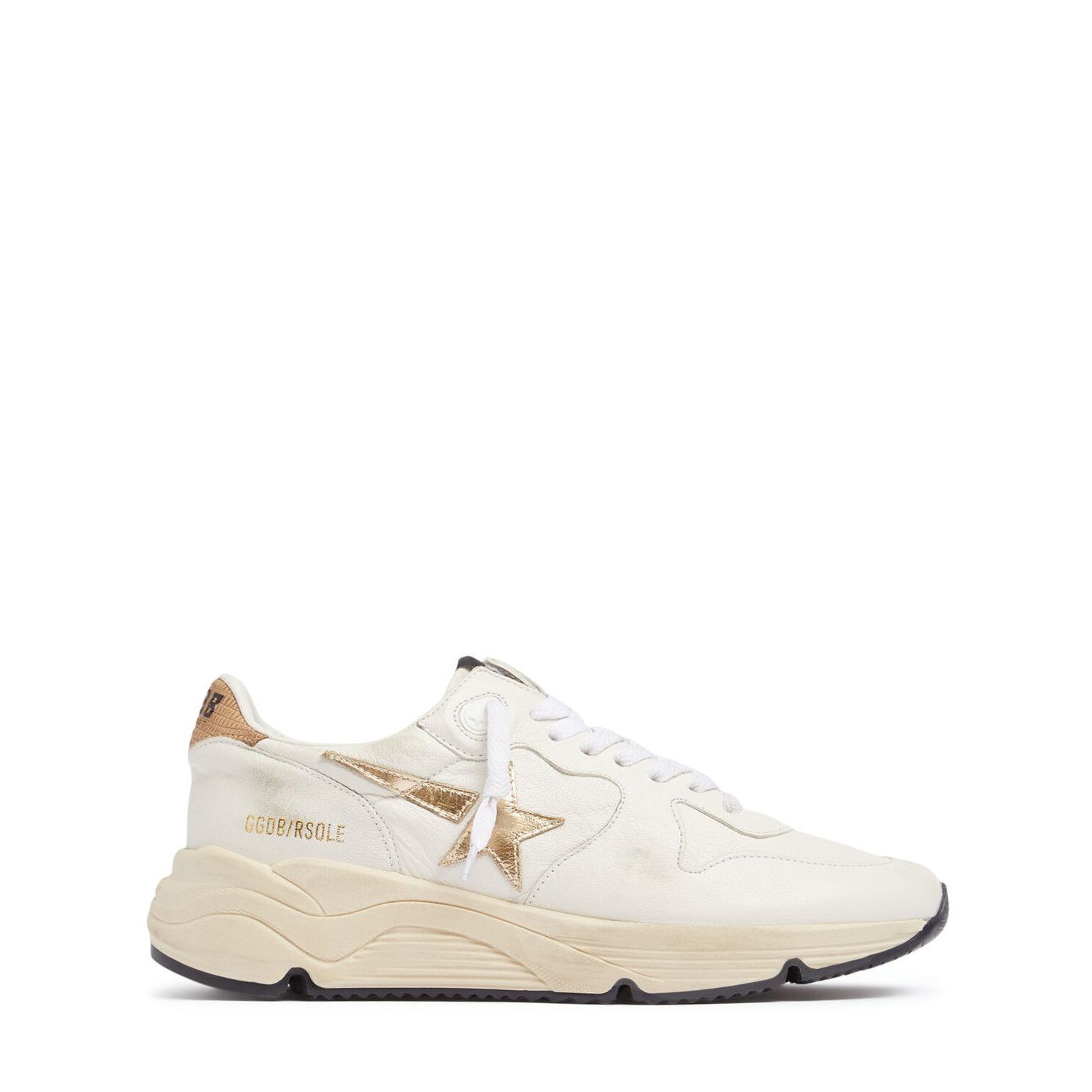 GOLDEN GOOSE Running Sole Women's White/Gold Sneakers New &