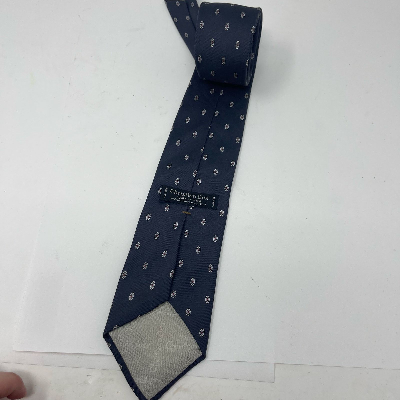 Dior Vintage Christian Dior silk tie in navy and silver Size ONE SIZE - 3 Thumbnail