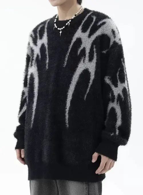 VIBE Avant garde fashion gothic print sweater knitwear Size US XL / EU 56 / 4 - 2 Thumbnail