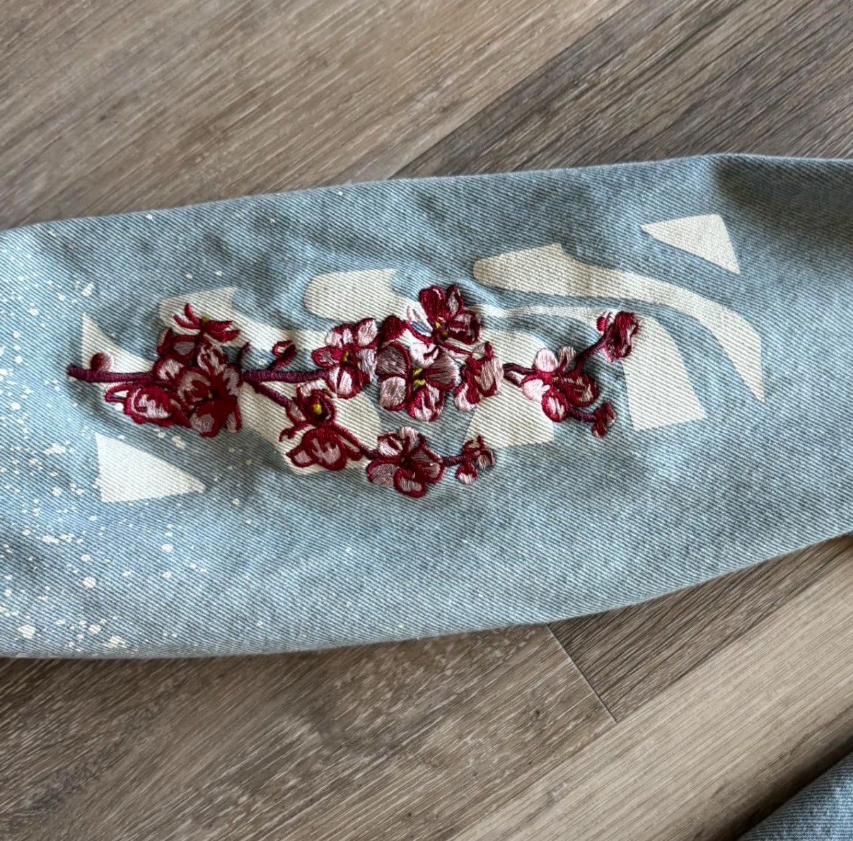 Brooklyn Cloth × Vintage Splattered paint floral pattern denim jacket Size US L / EU 52-54 / 3 - 5 Thumbnail