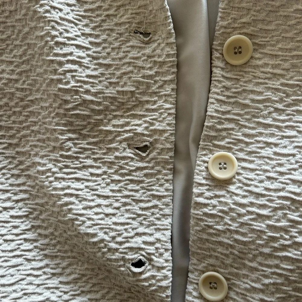 Eileen Fisher Eileen Fisher Cream Textured Three-Button Blazer Size L / US 10 / IT 46 - 5 Thumbnail