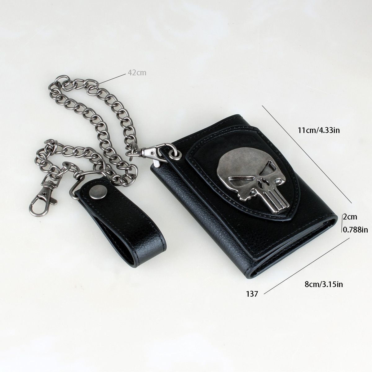 Japanese Brand Skull Trifold Wallet with Chain Size ONE SIZE - 4 Thumbnail
