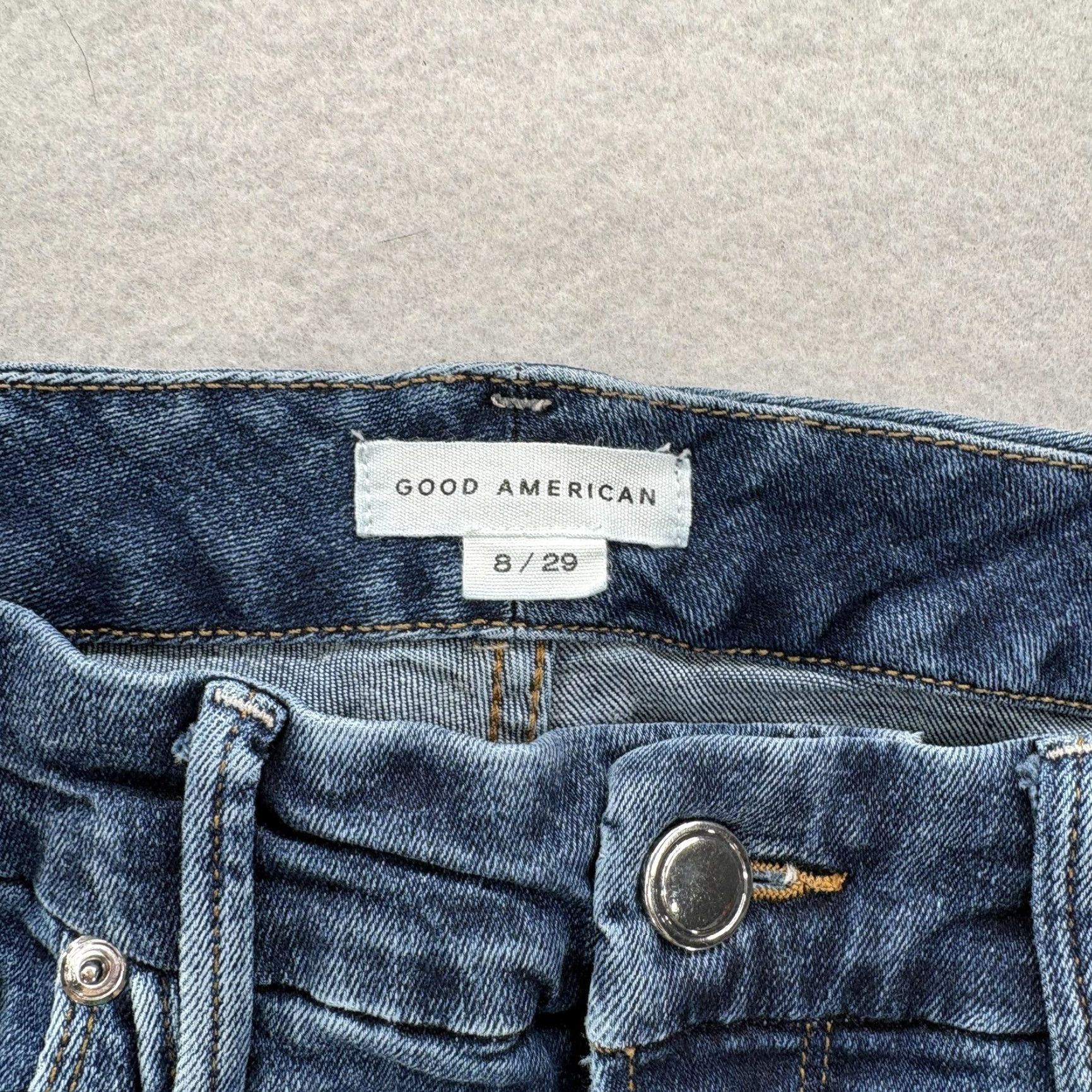 Good American Good American Jeans Womens 8 Skinny Blue Medium Wash High Rise Denim Stretch 5-Pocket Zipper Button Size 30" / US 8 / IT 44 - 4 Thumbnail