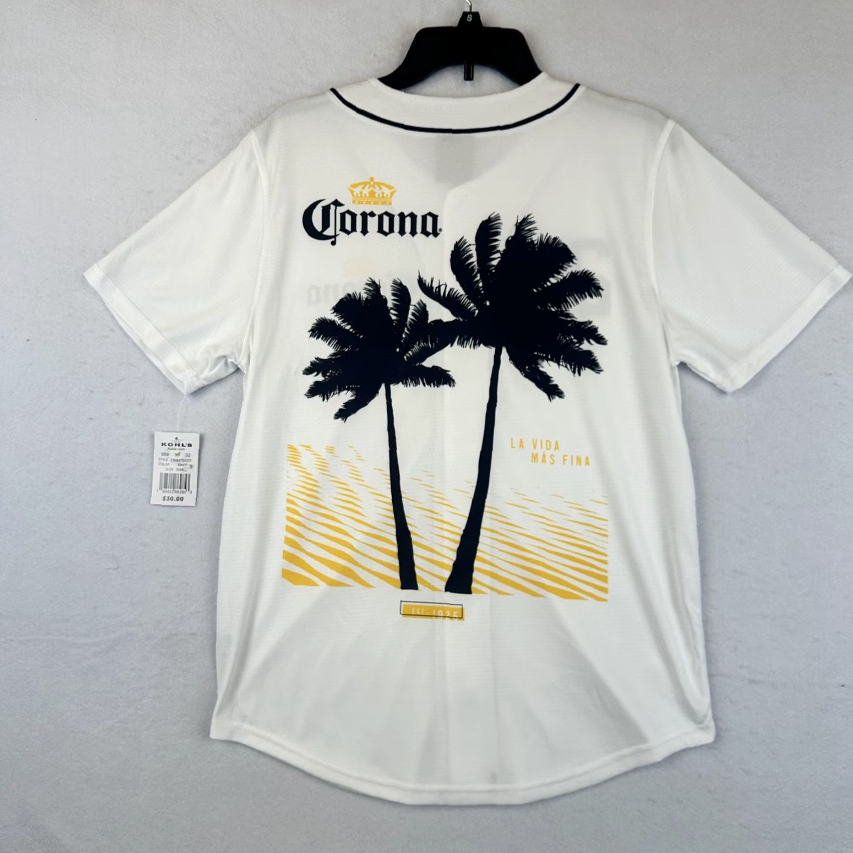Vintage Corona Shirt Mens Small Baseball Jersey Button Up Palm Trees 25 La Vida Mas Fina Size US S / EU 44-46 / 1 - 6 Thumbnail